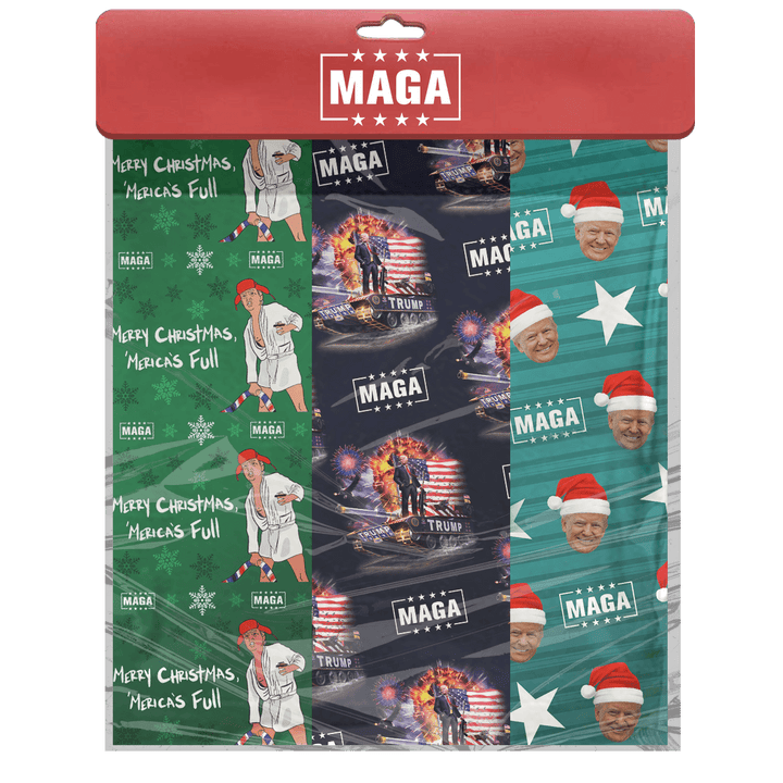1 Pack Trump Wrapping Paper 3 Pack Bundle maga trump