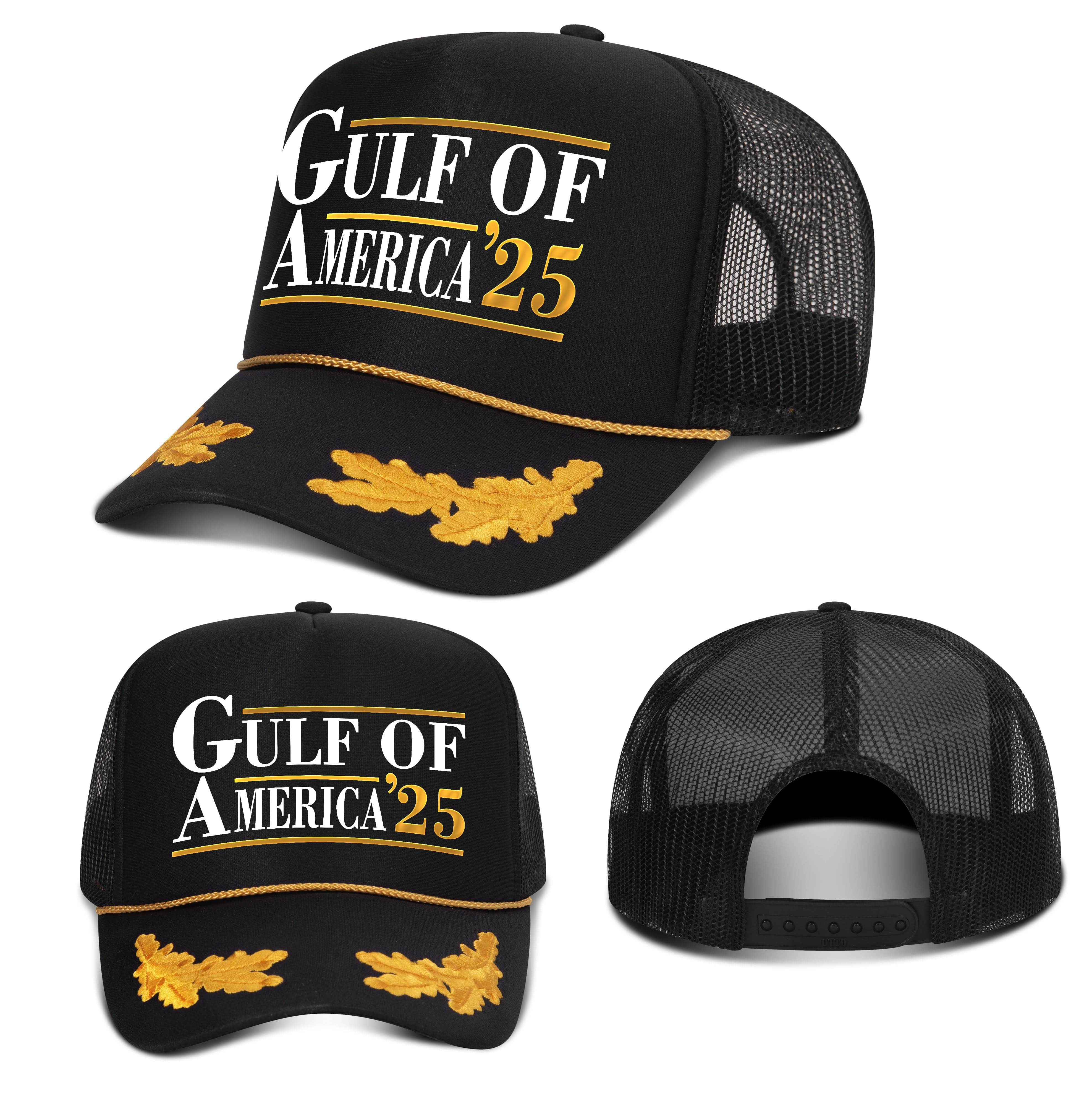 5 Panel High Crown / Black Gulf of America '25 Captain Rope Hat maga trump