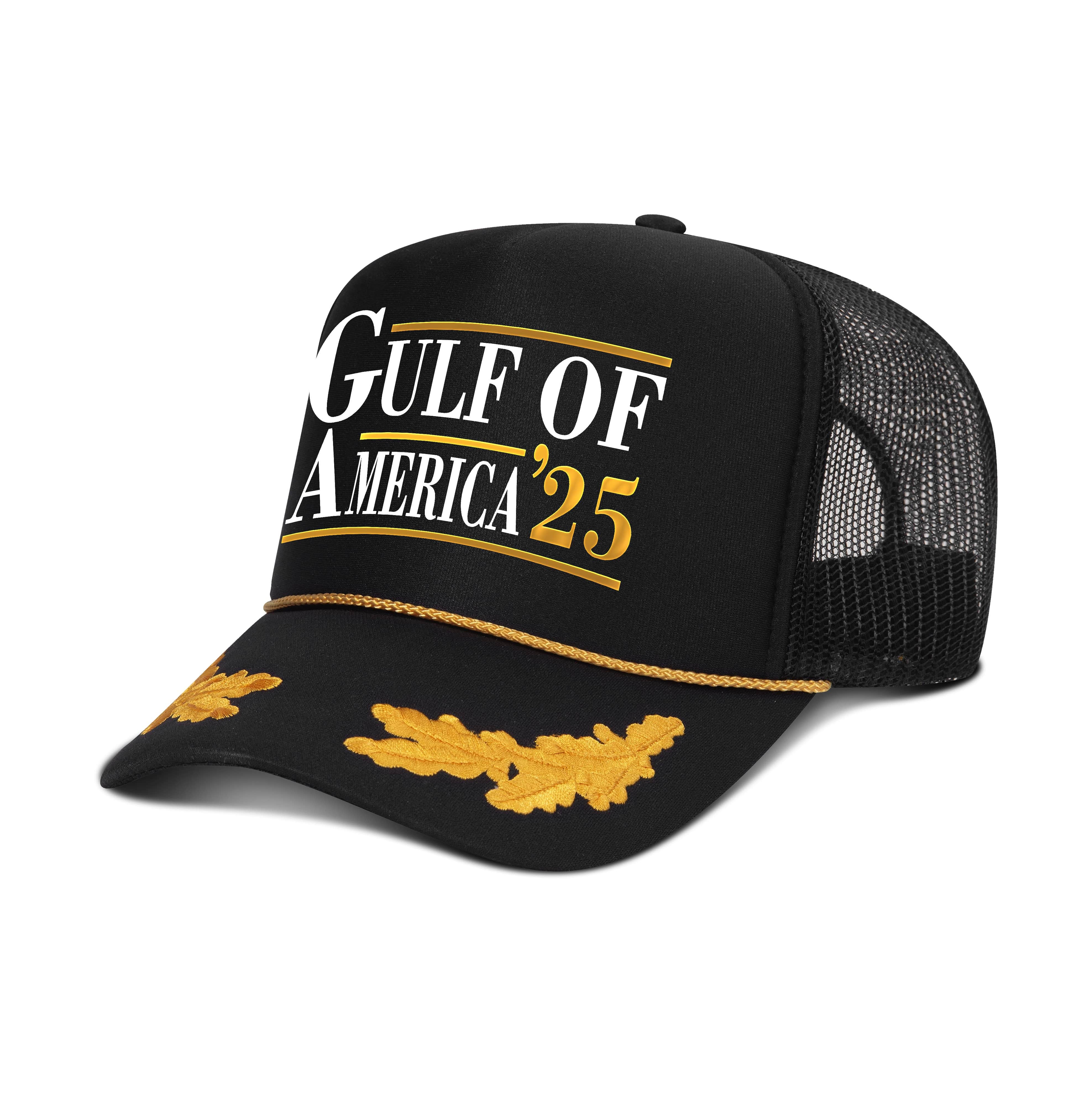 5 Panel High Crown / Black Gulf of America '25 Captain Rope Hat maga trump
