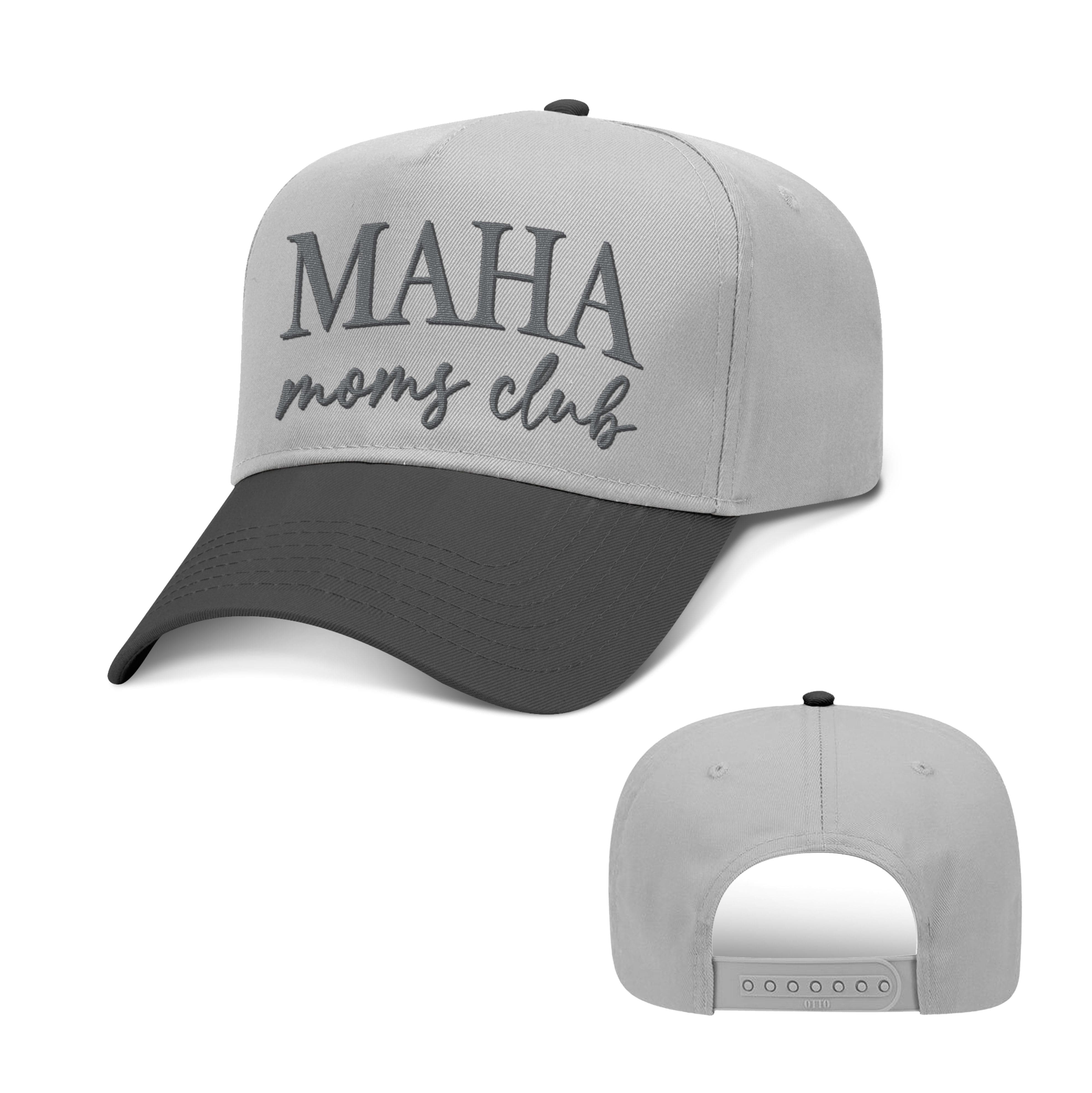 5 Panel Mid Profile Cap / Black/Gray / OS MAHA Moms Club 2 Tone Hat maga trump