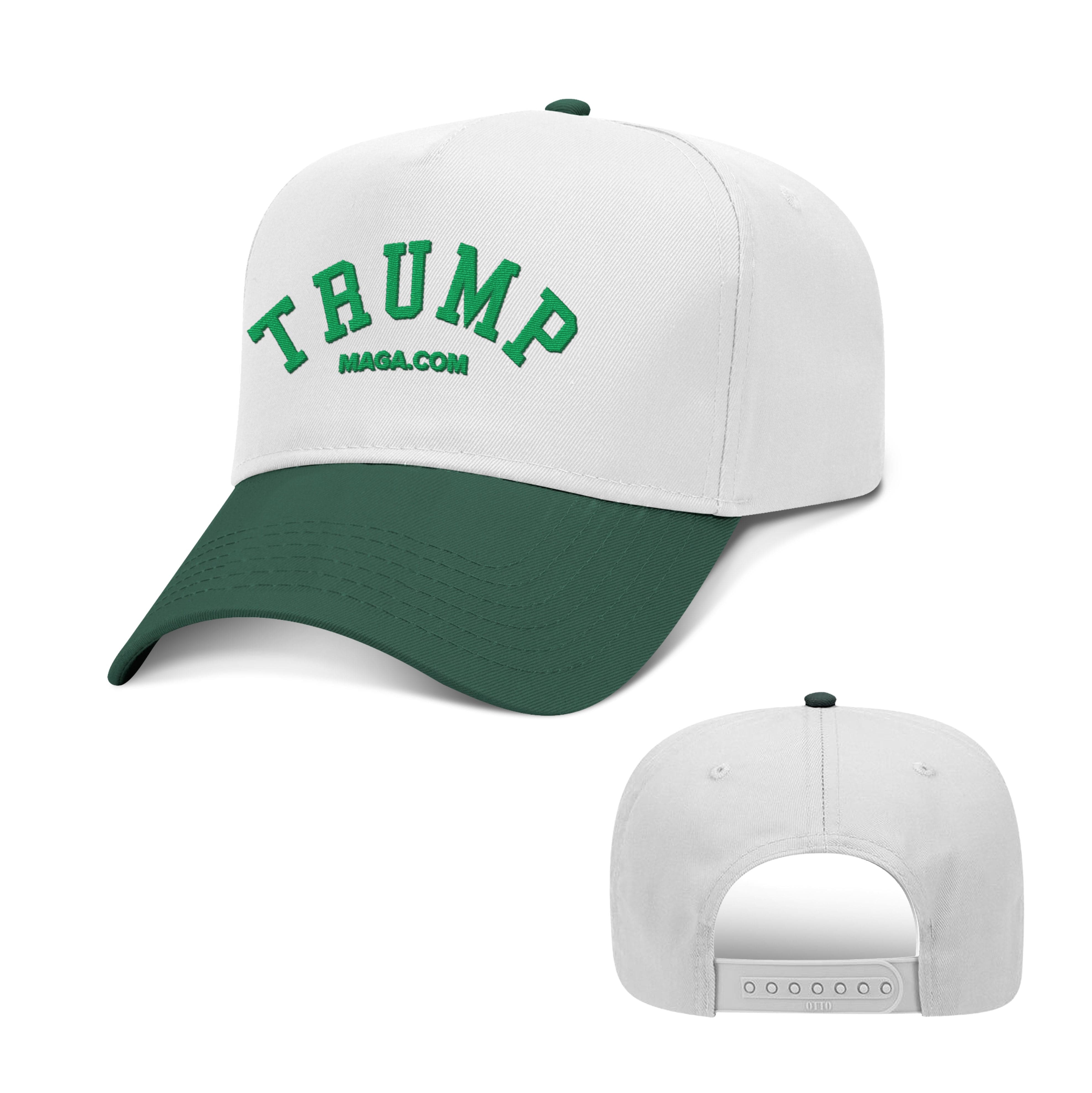 5 Panel Mid Profile Cap / Dark Green/White / OS TRUMP 2 Tone Hat maga trump