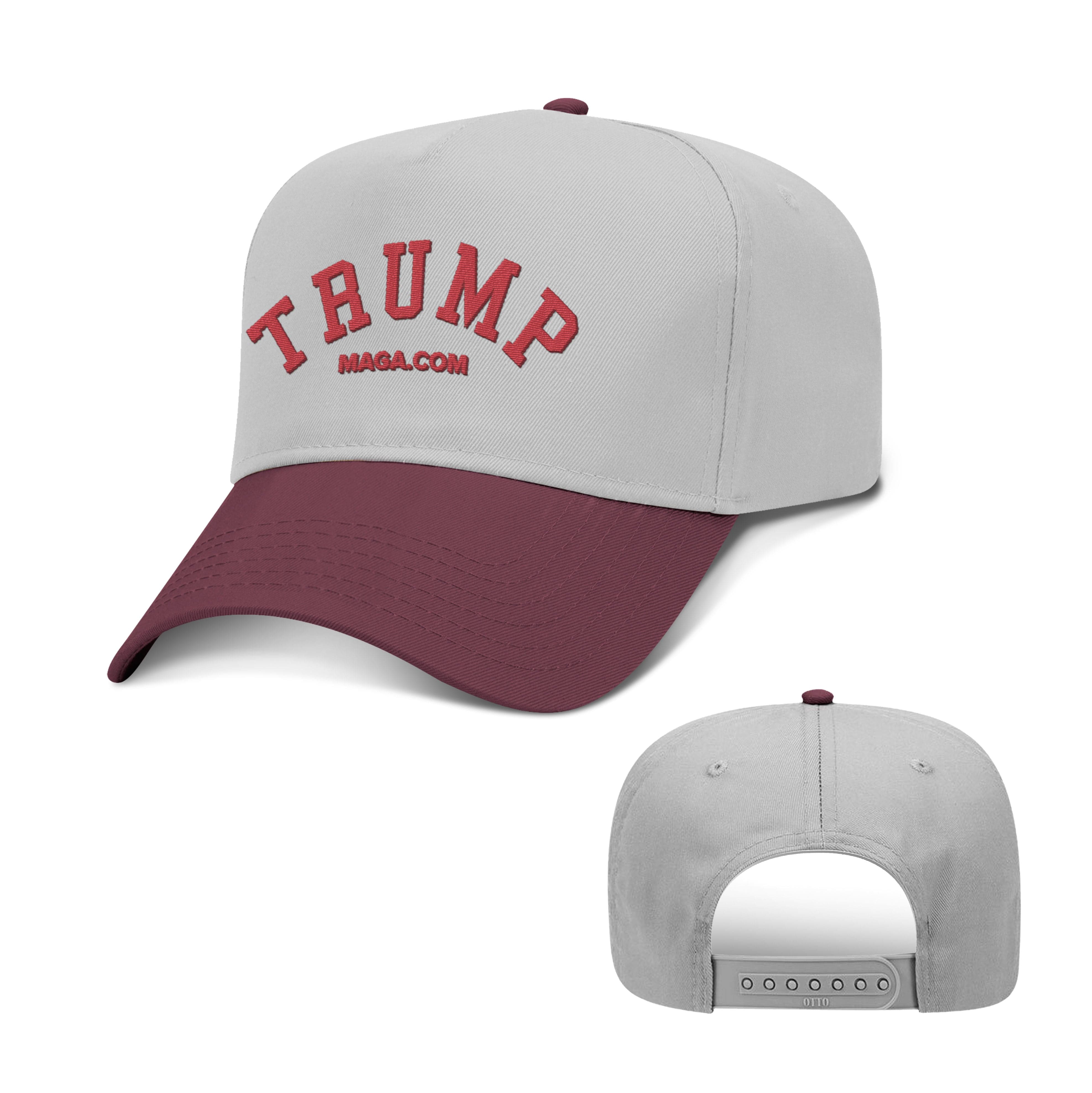 5 Panel Mid Profile Cap / Maroon/Grey / OS TRUMP 2 Tone Hat maga trump