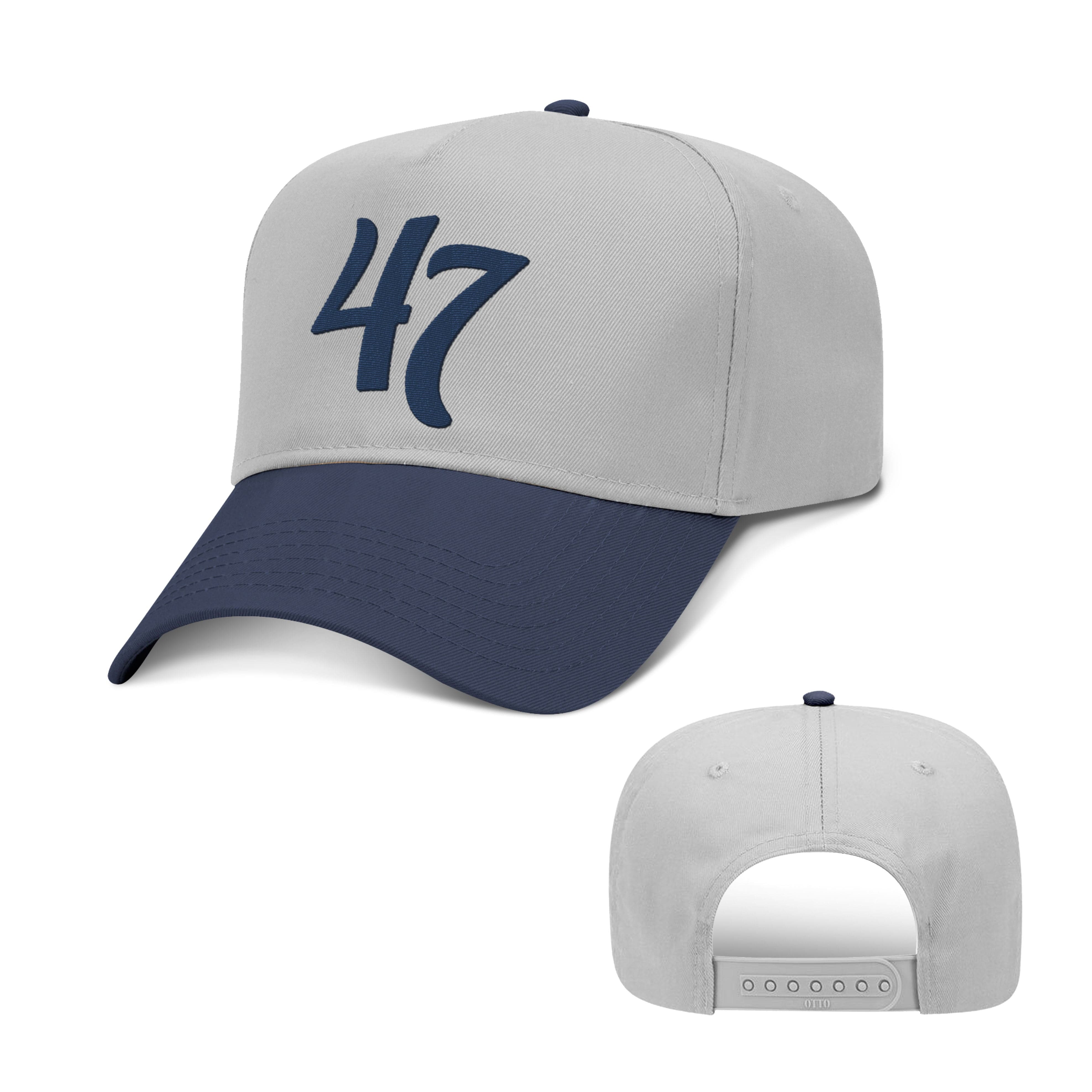 5 Panel Mid Profile Cap / Navy/Grey / OS President #47 2 TONE HAT maga trump