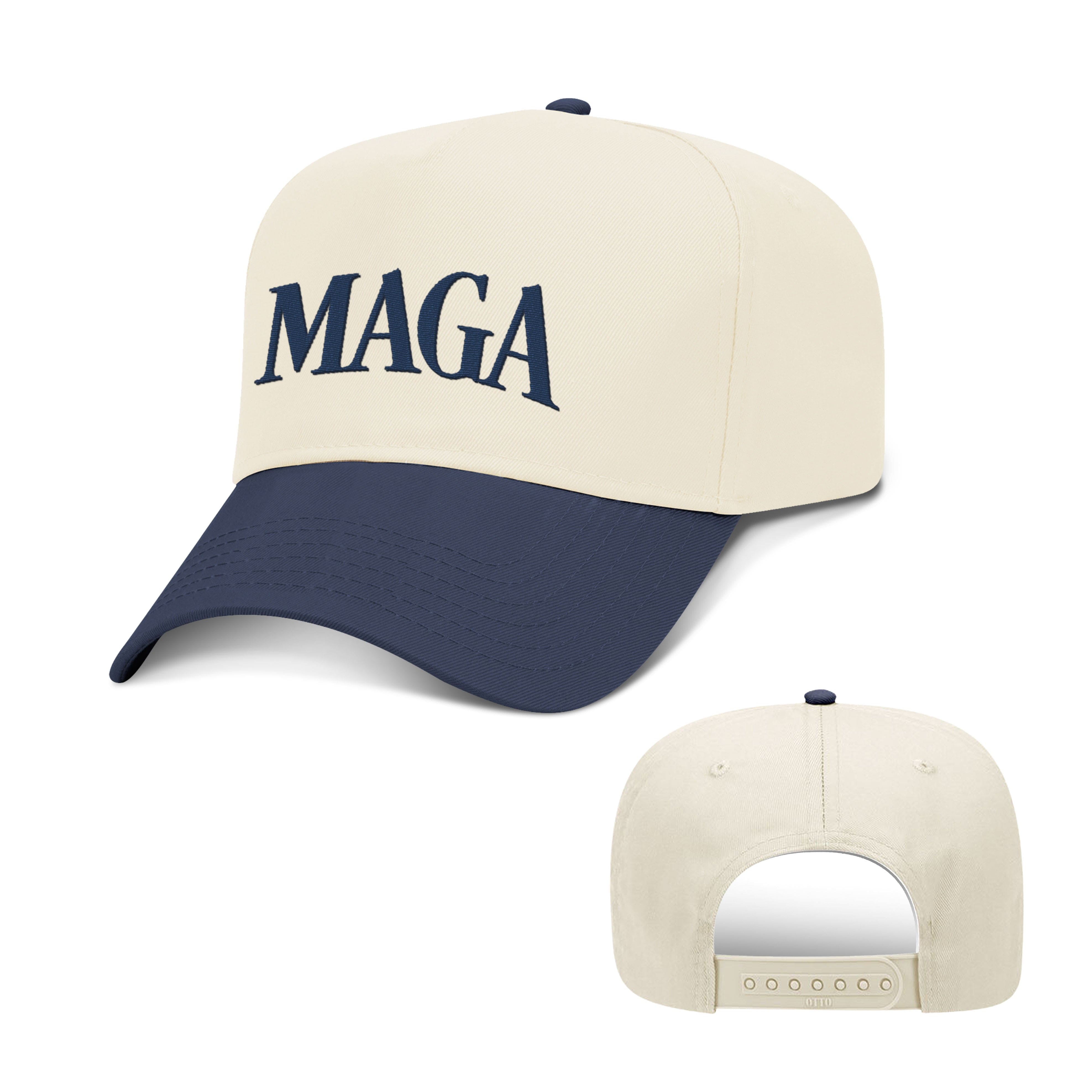 5 Panel Mid Profile Cap / Navy/Natural / OS MAGA 2 Tone Hat maga trump