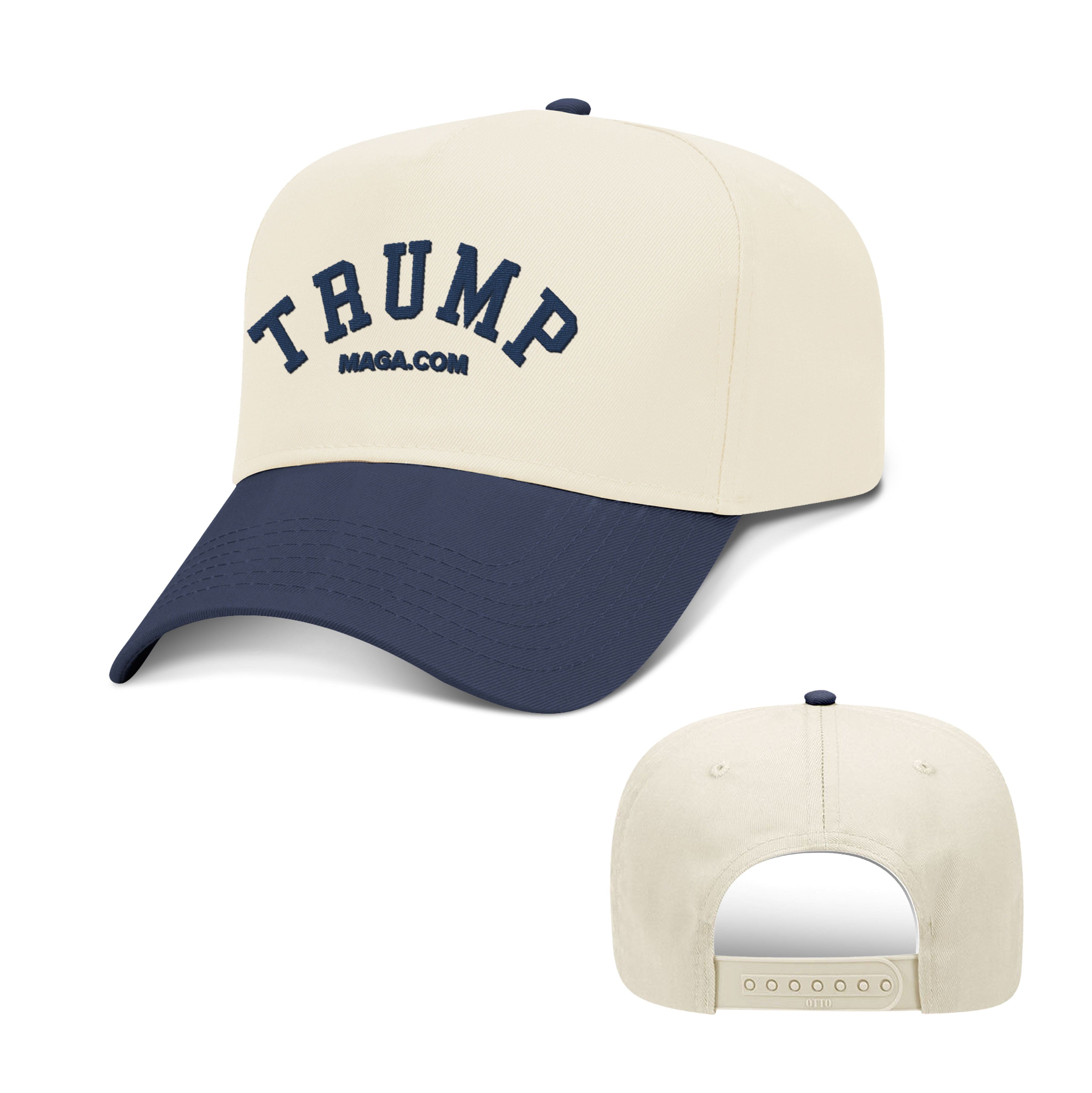 5 Panel Mid Profile Cap / Navy/Natural / OS TRUMP 2 Tone Hat maga trump