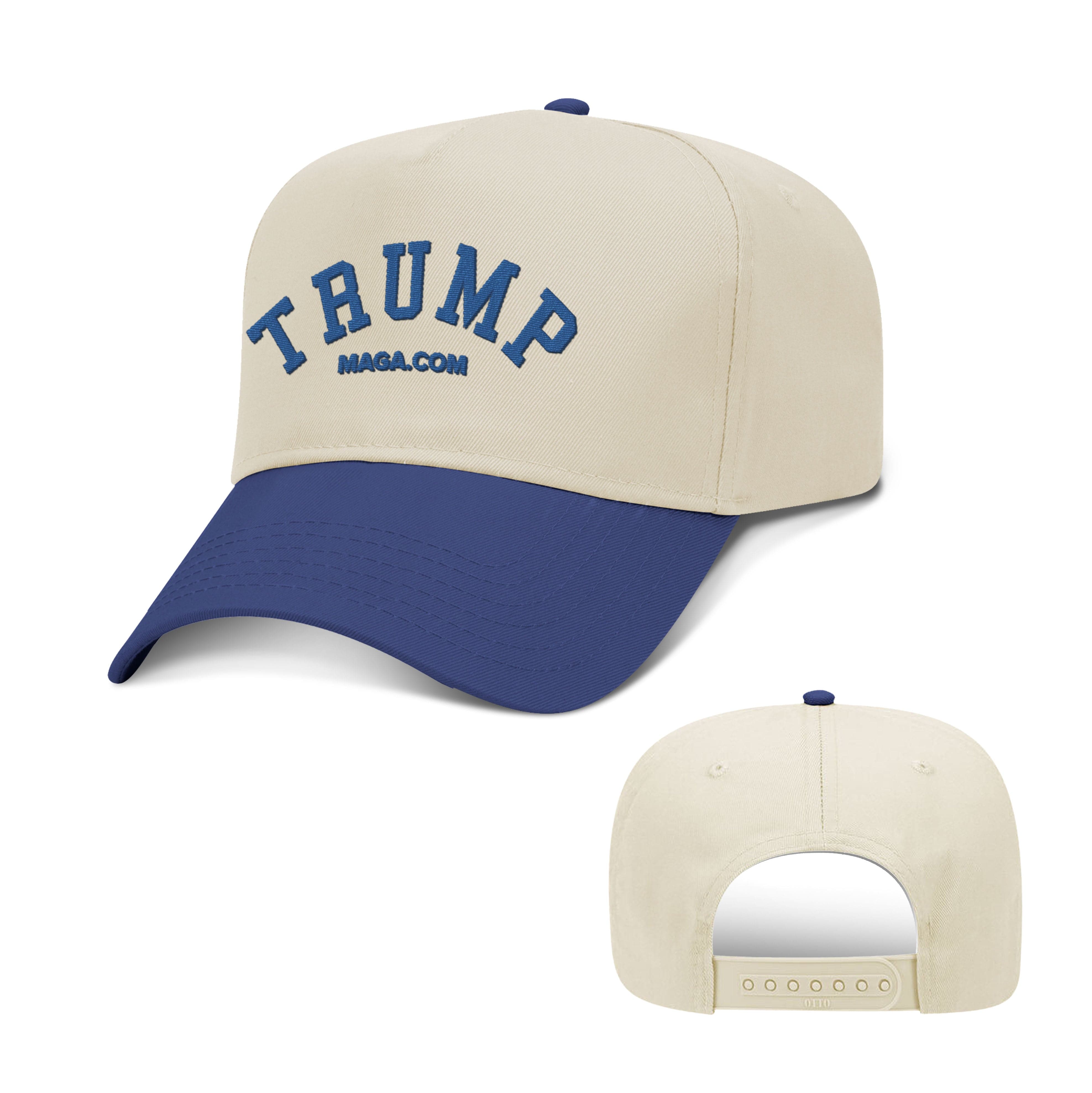 5 Panel Mid Profile Cap / Royal/Natural / OS TRUMP 2 Tone Hat maga trump