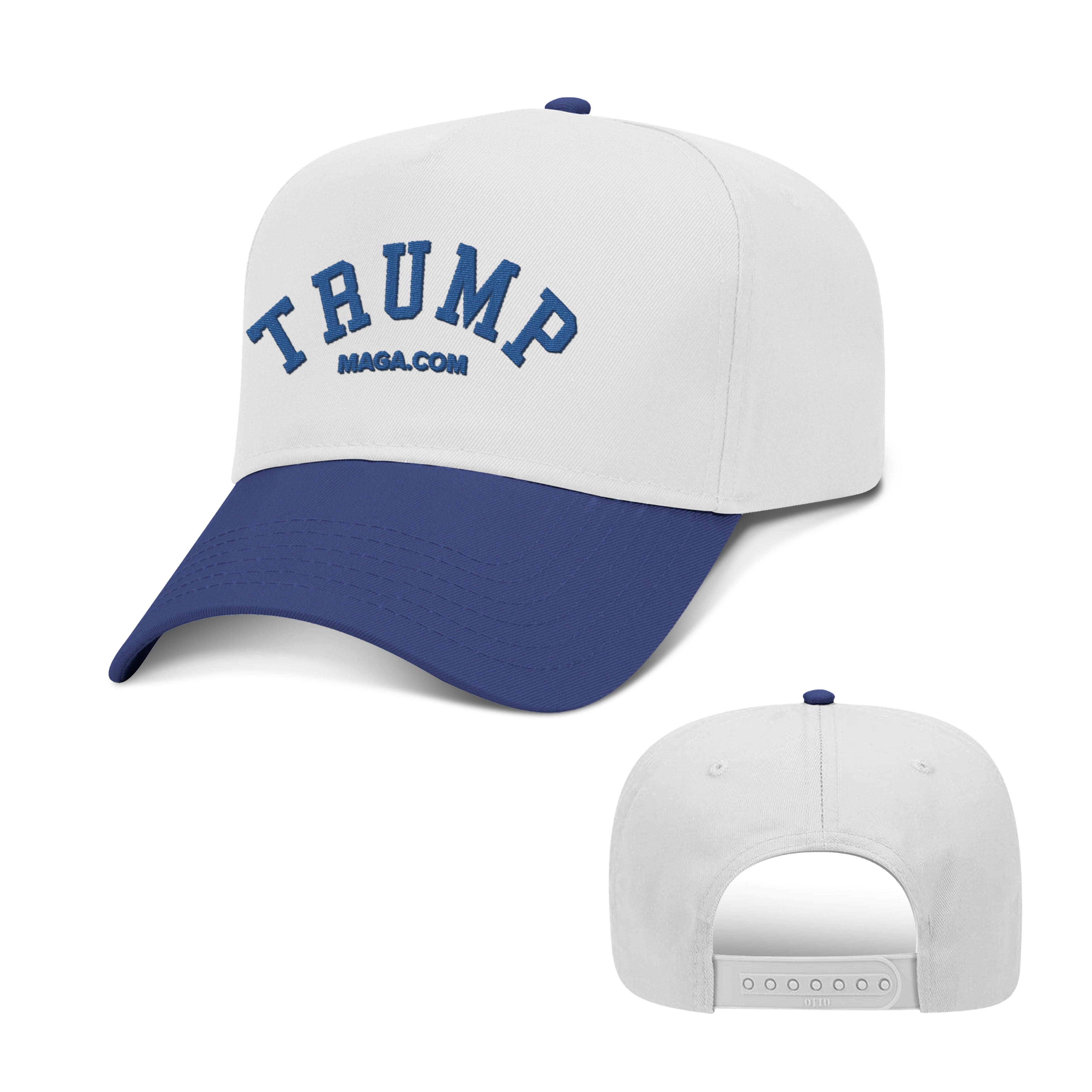5 Panel Mid Profile Cap / Royal/ White / OS TRUMP 2 Tone Hat maga trump