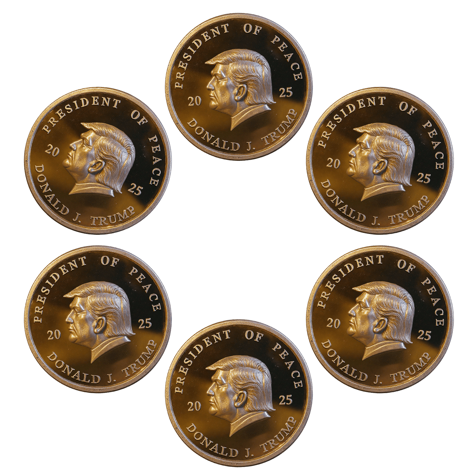 6 Pack President of Peace Trump Gold Coin maga trump