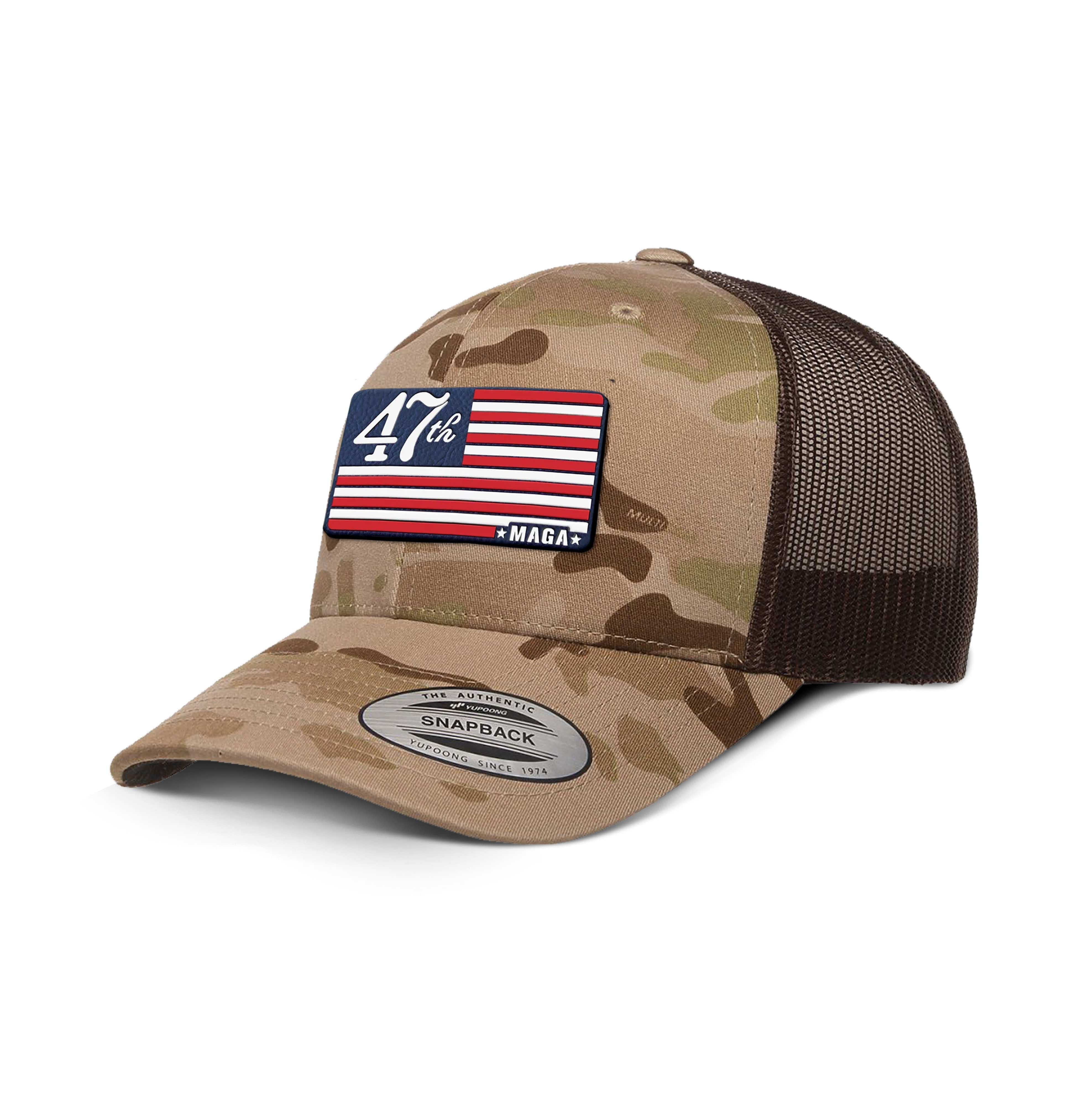 Adjustable Snapback Trucker Cap / Arid Brown MAGA 47 Retro Trucker Hats maga trump