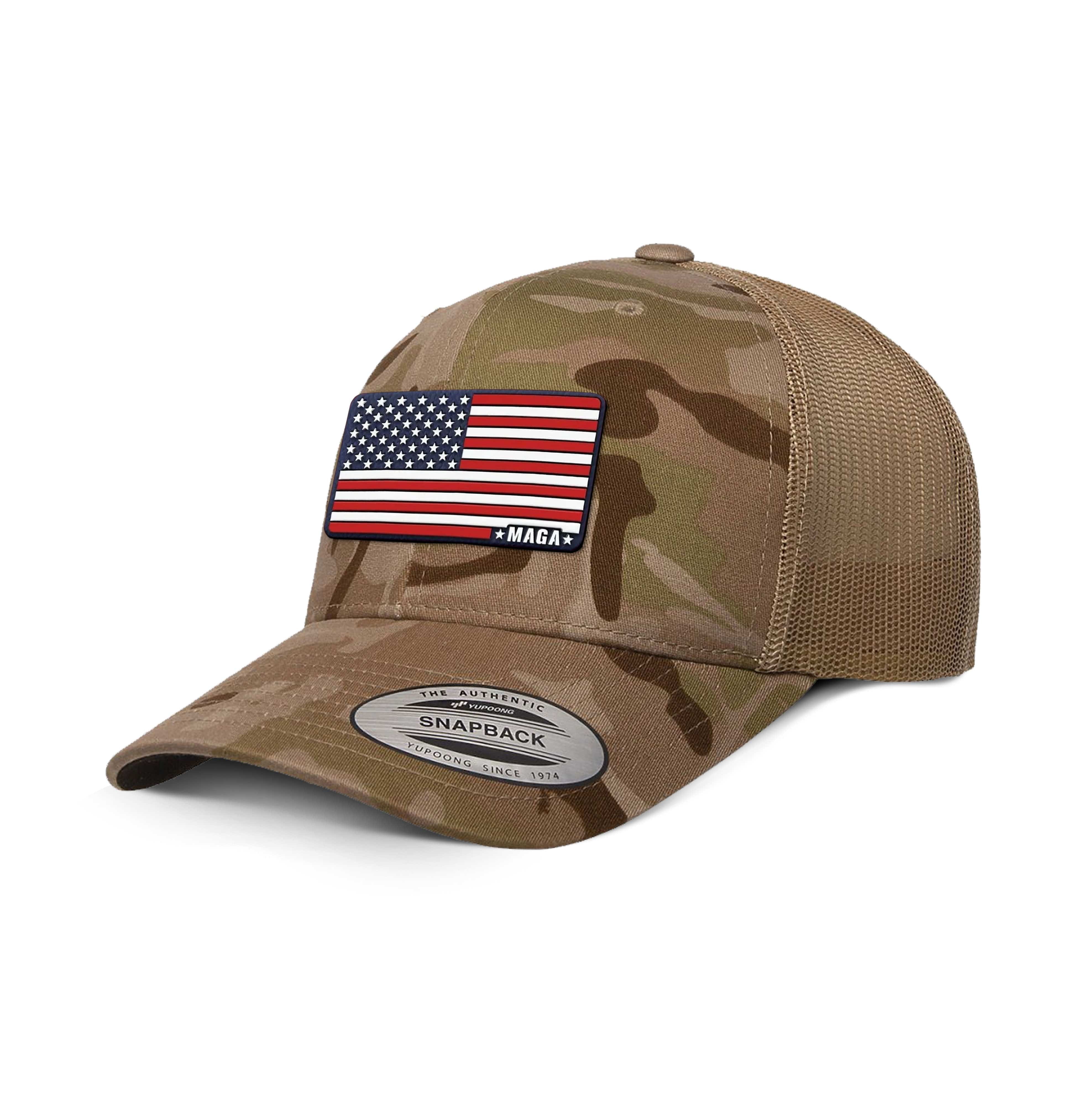 Adjustable Snapback Trucker Cap / Arid Tan Maga American Flag Hat Retro Trucker Hats maga trump