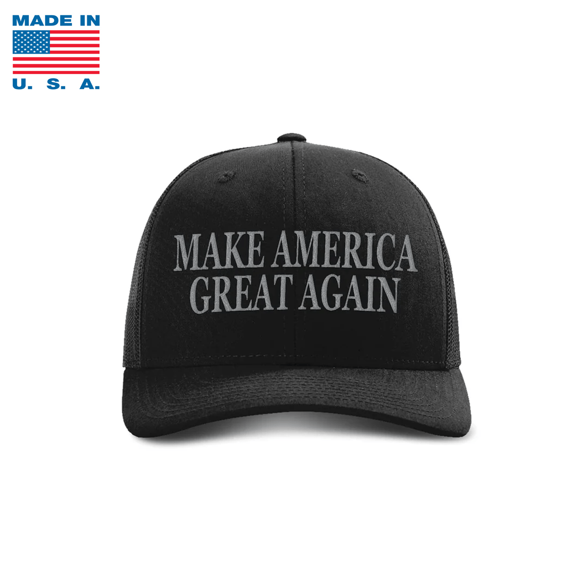 Adjustable Snapback Trucker Cap / Black Make America Great Again Dark MAGA Blackout Edition Made in the USA maga trump