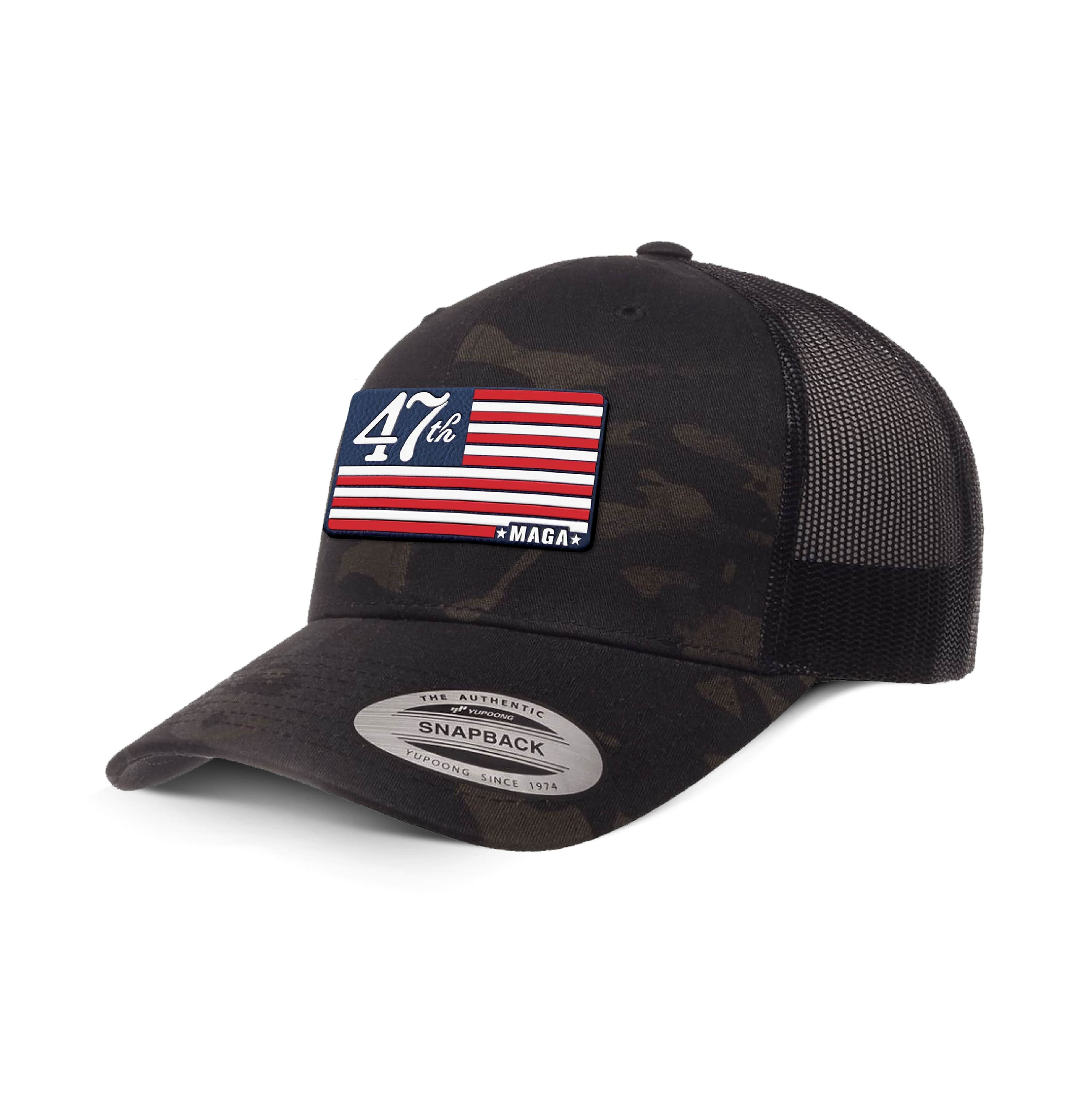 Adjustable Snapback Trucker Cap / Black Multicam MAGA 47 Retro Trucker Hats maga trump