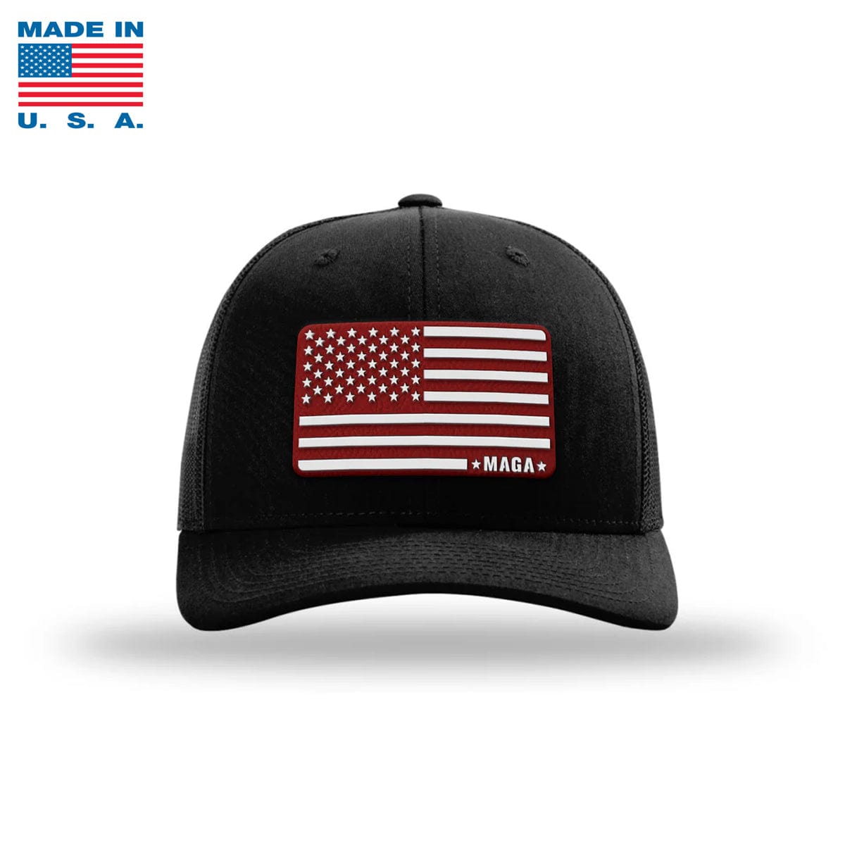 Adjustable Snapback Trucker Cap / Black/Red MAGA American Flag Trucker Hat Made in the USA maga trump