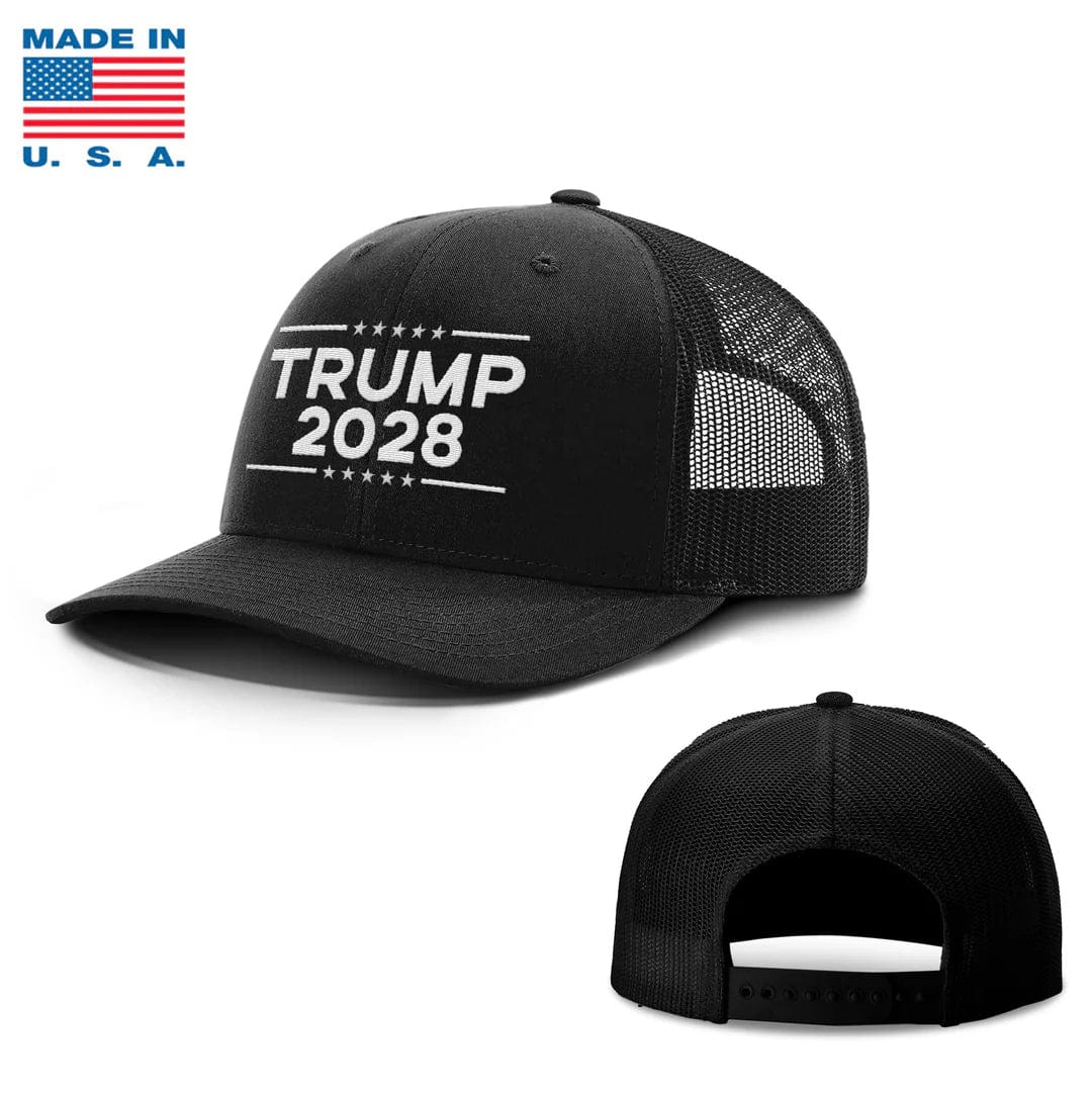 Adjustable Snapback Trucker Cap / Black Trump 2028 Trucker Hat Made in the USA maga trump