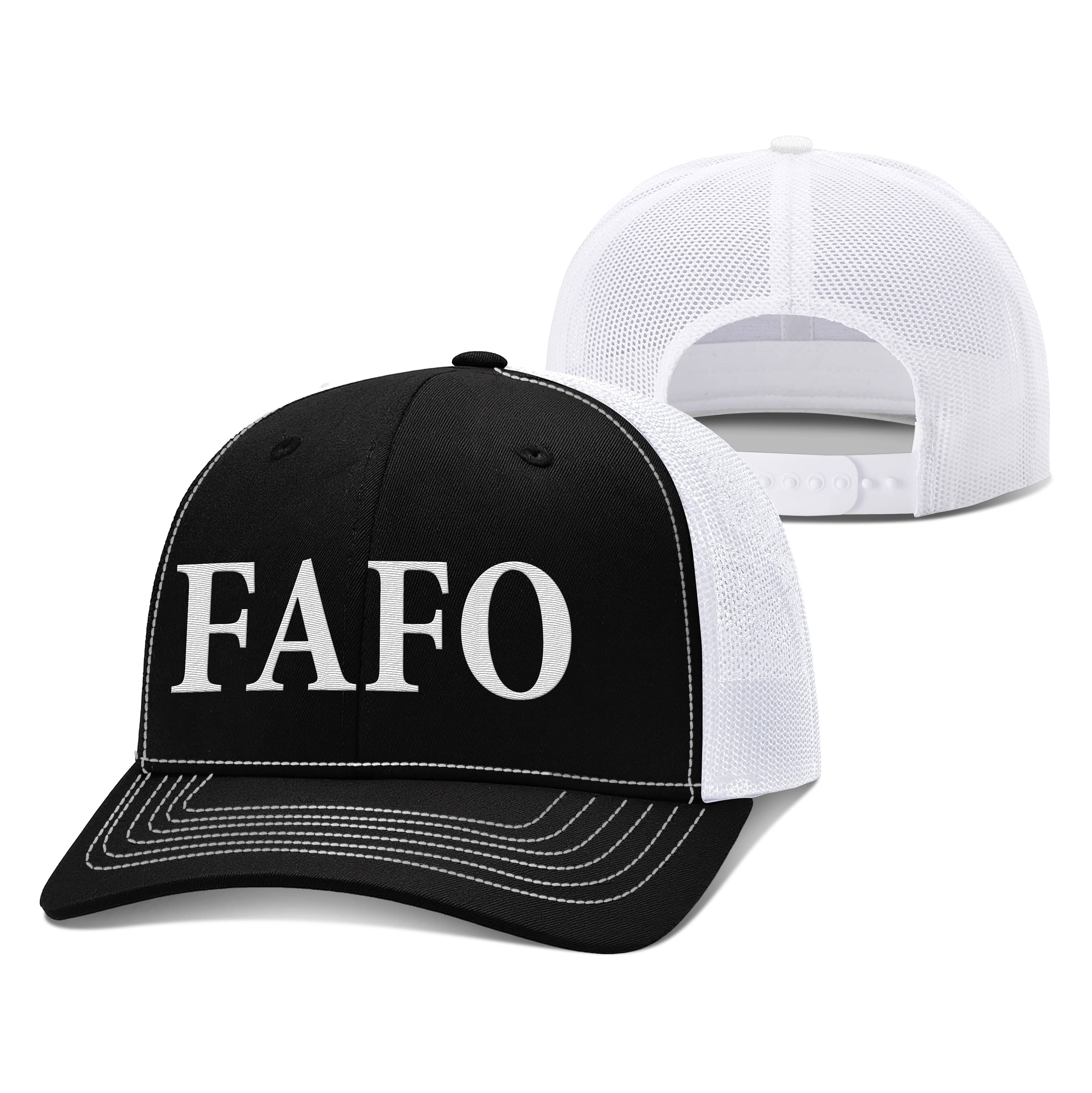 Adjustable Snapback Trucker Cap / Black/White / OS FAFO Trucker Hat maga trump