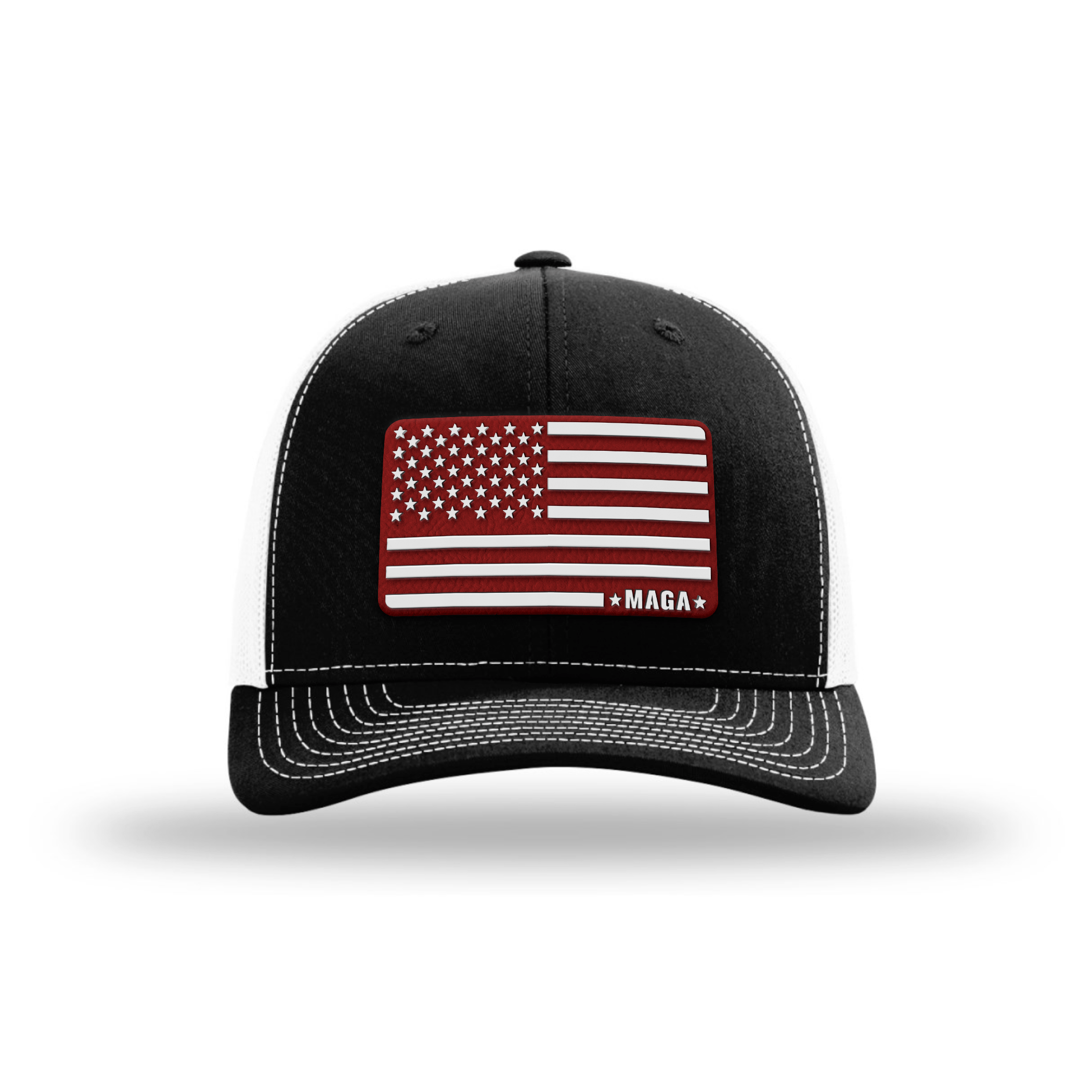 Adjustable Snapback Trucker Cap / Black/White/Red MAGA American Flag Trucker maga trump