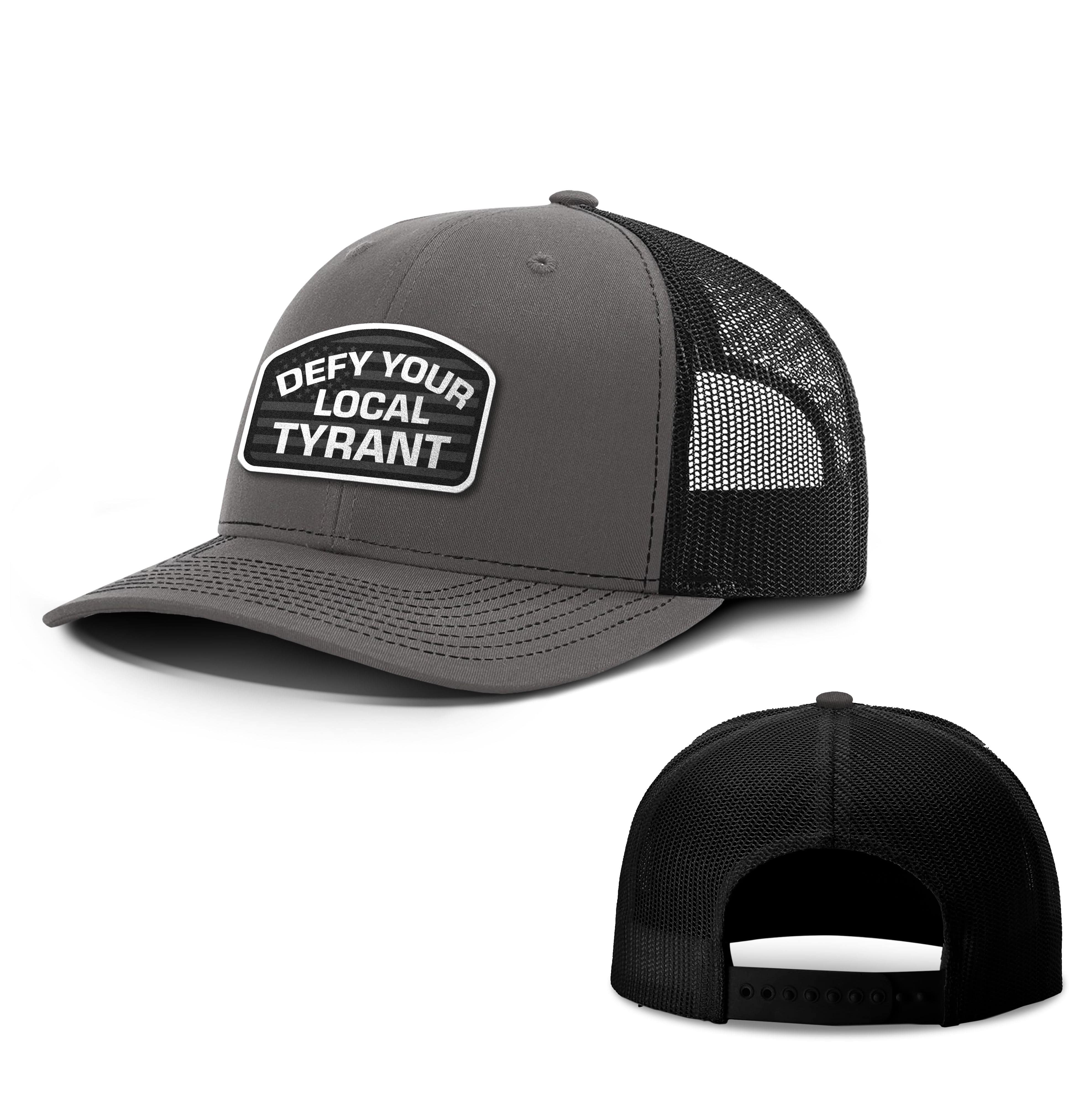 Adjustable Snapback Trucker Cap / Charcoal/Black / OS Defy Your Local Tyrant Trucker Hat maga trump