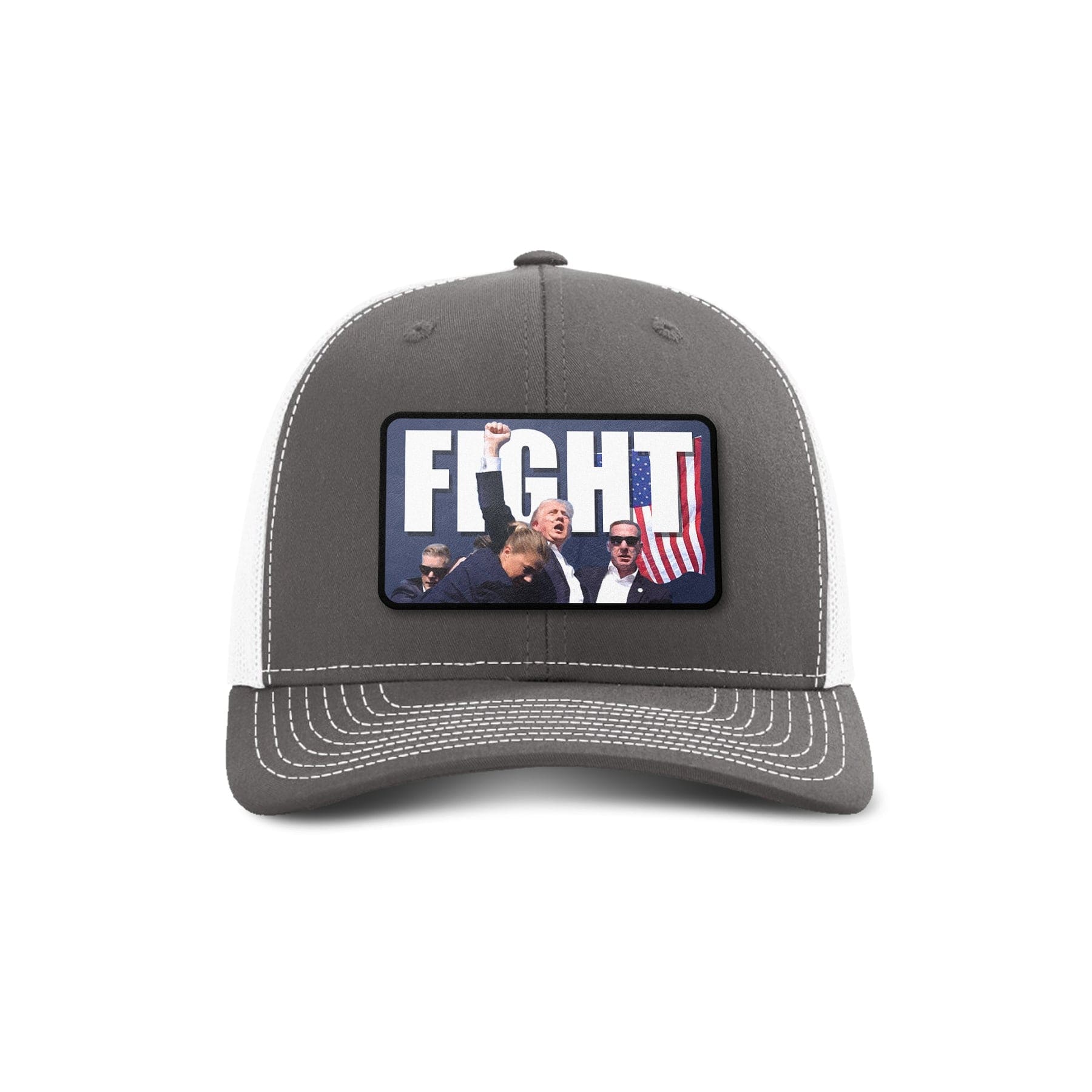 Adjustable Snapback Trucker Cap / Charcoal/ White Fight Trump Trucker Hat maga trump