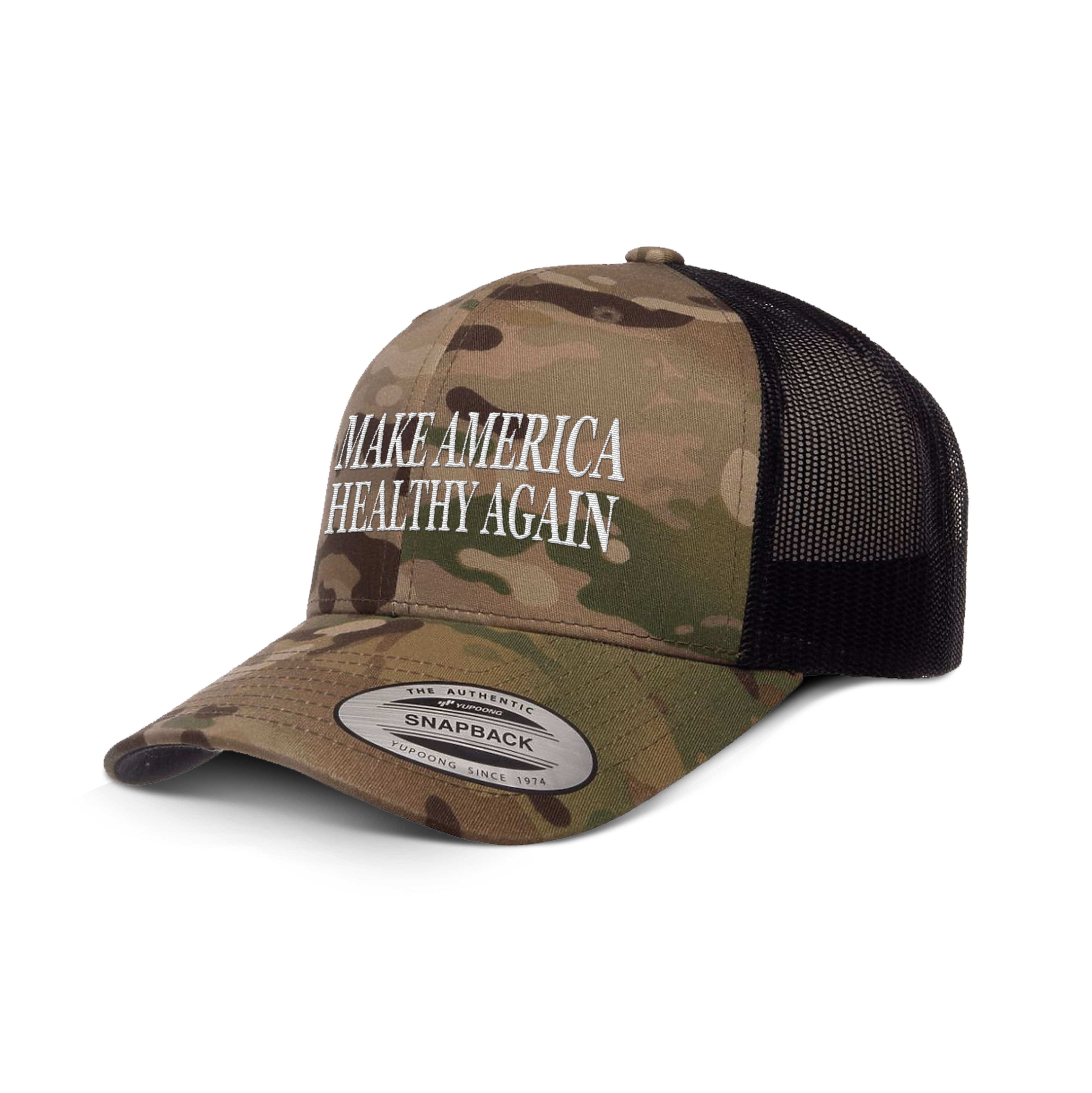 Adjustable Snapback Trucker Cap / Green Black Make America Healthy Again Camo Edition Trucker Hat maga trump