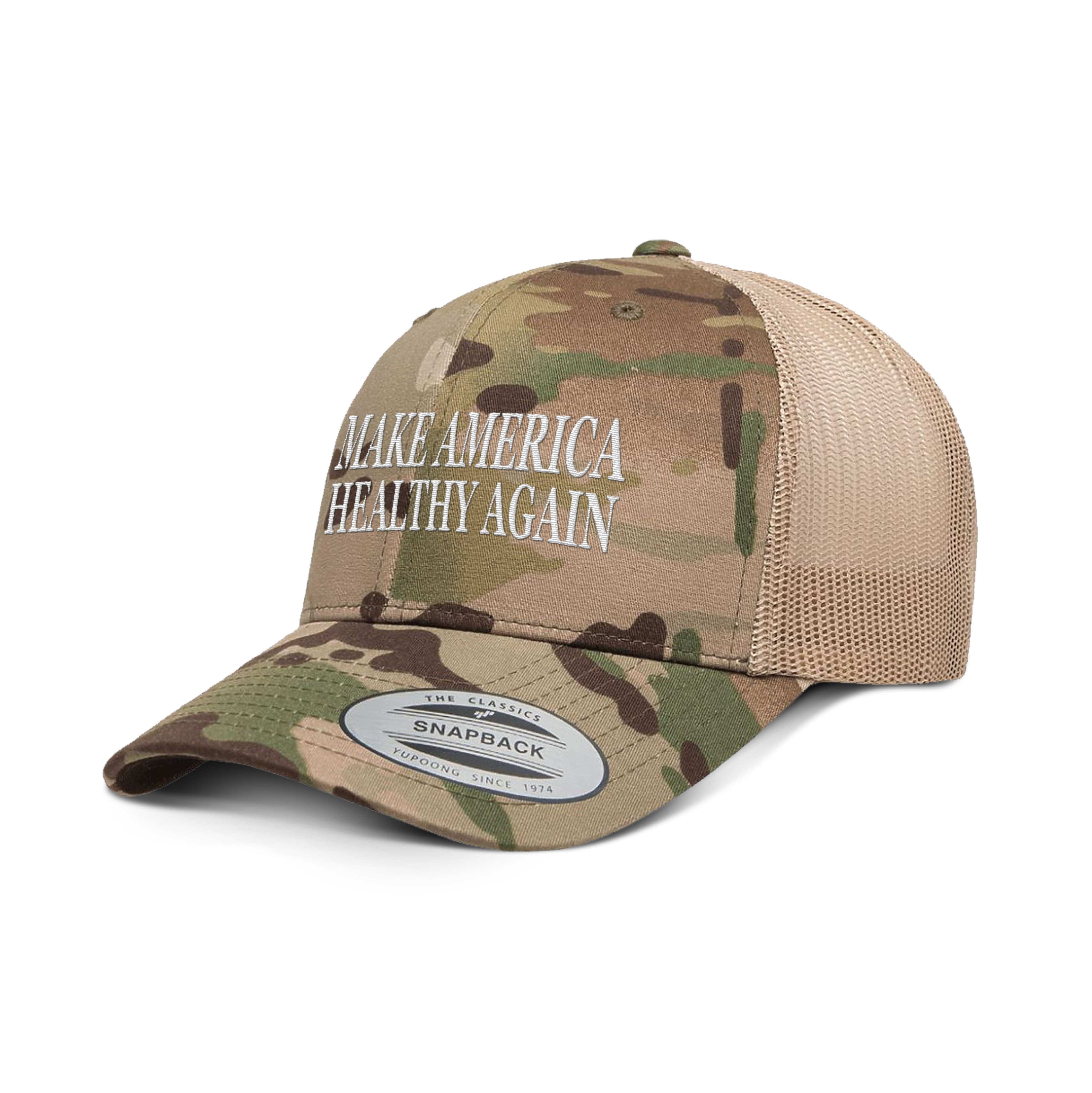 Adjustable Snapback Trucker Cap / Green Khaki Make America Healthy Again Camo Edition Trucker Hat maga trump