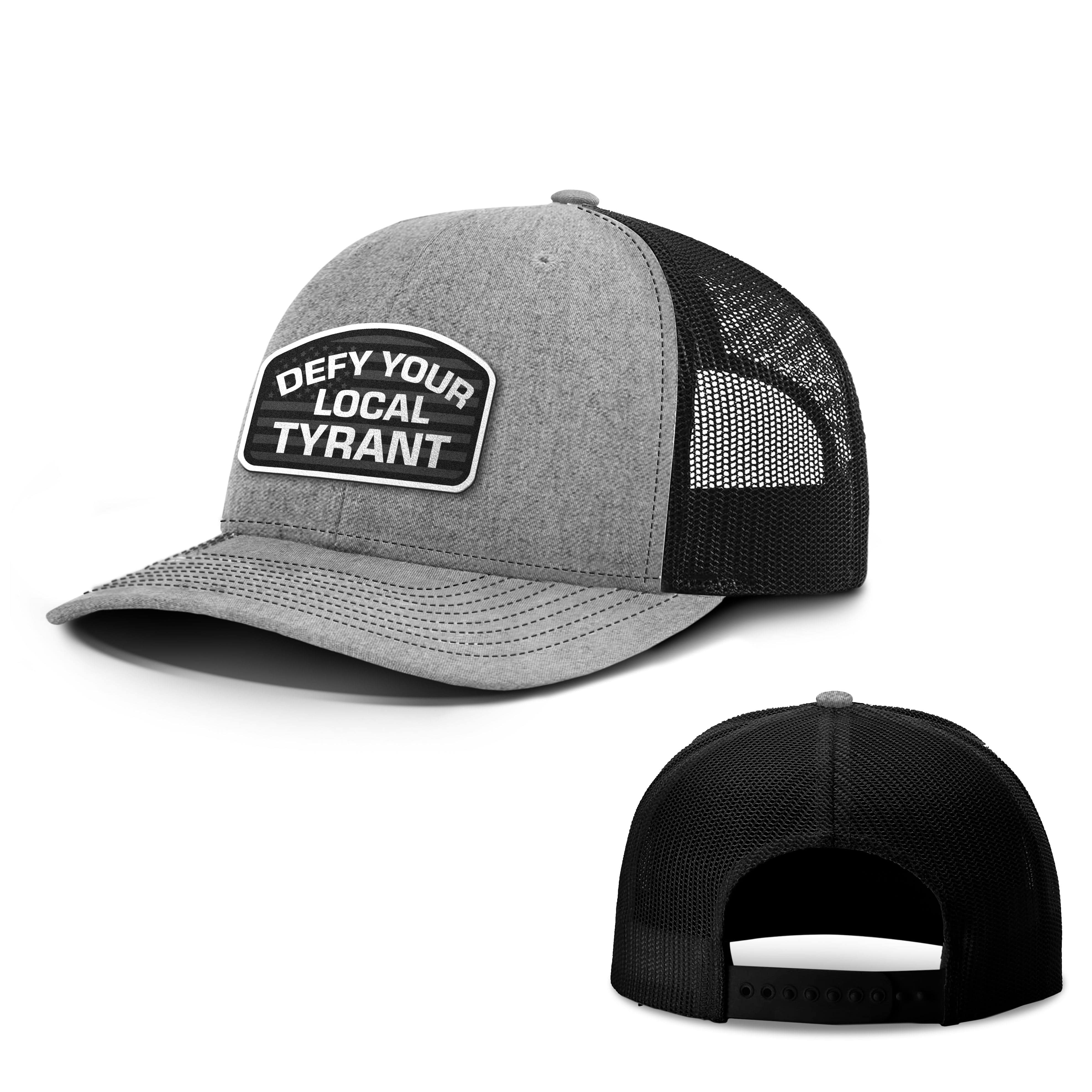 Adjustable Snapback Trucker Cap / Heather Gray/Black / OS Defy Your Local Tyrant Trucker Hat maga trump