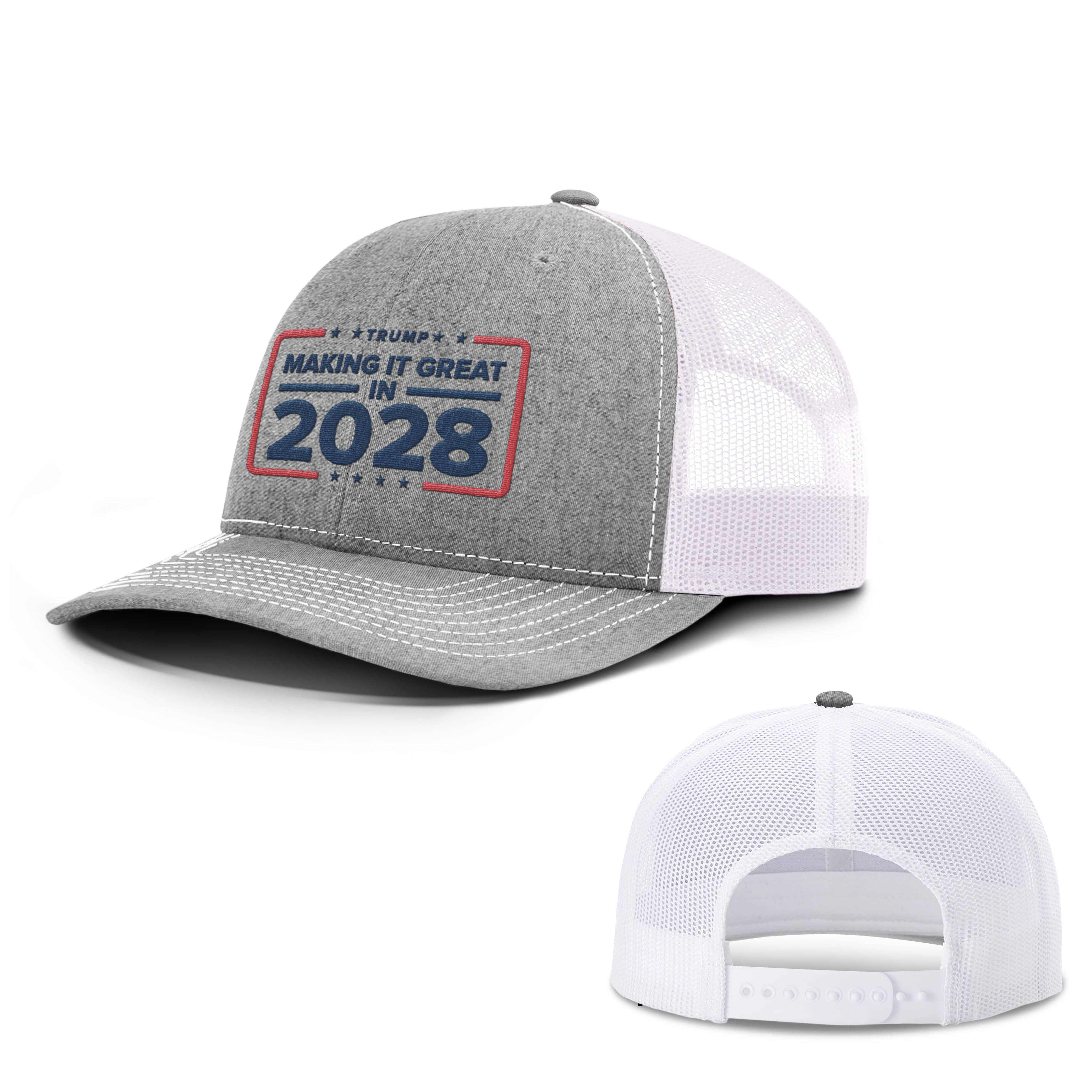 Adjustable Snapback Trucker Cap / Heather Grey/White / XL Making it Great in 2028 Trucker Hat maga trump