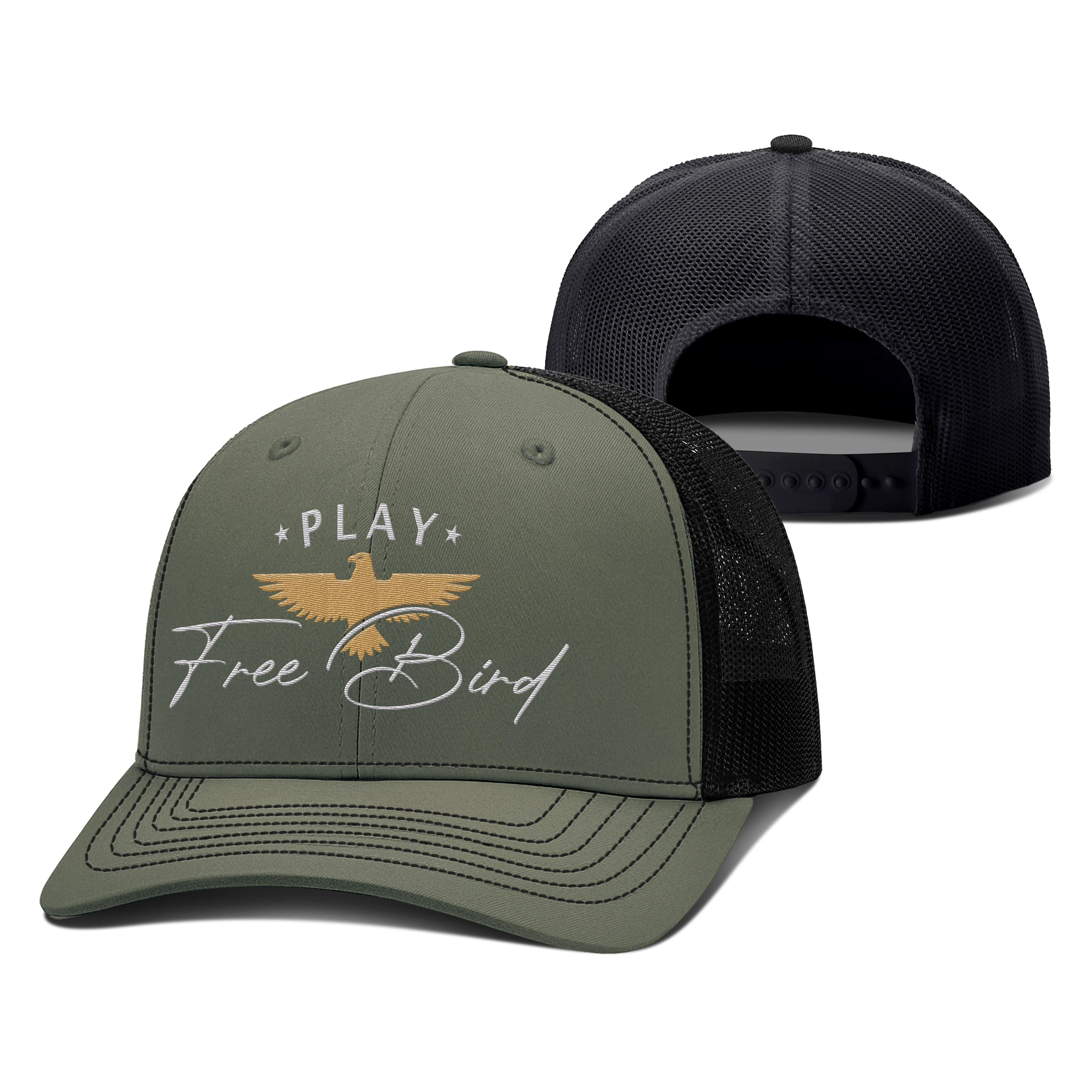 Adjustable Snapback Trucker Cap / Loden/Black / OS Play Free Bird Trucker Hat maga trump