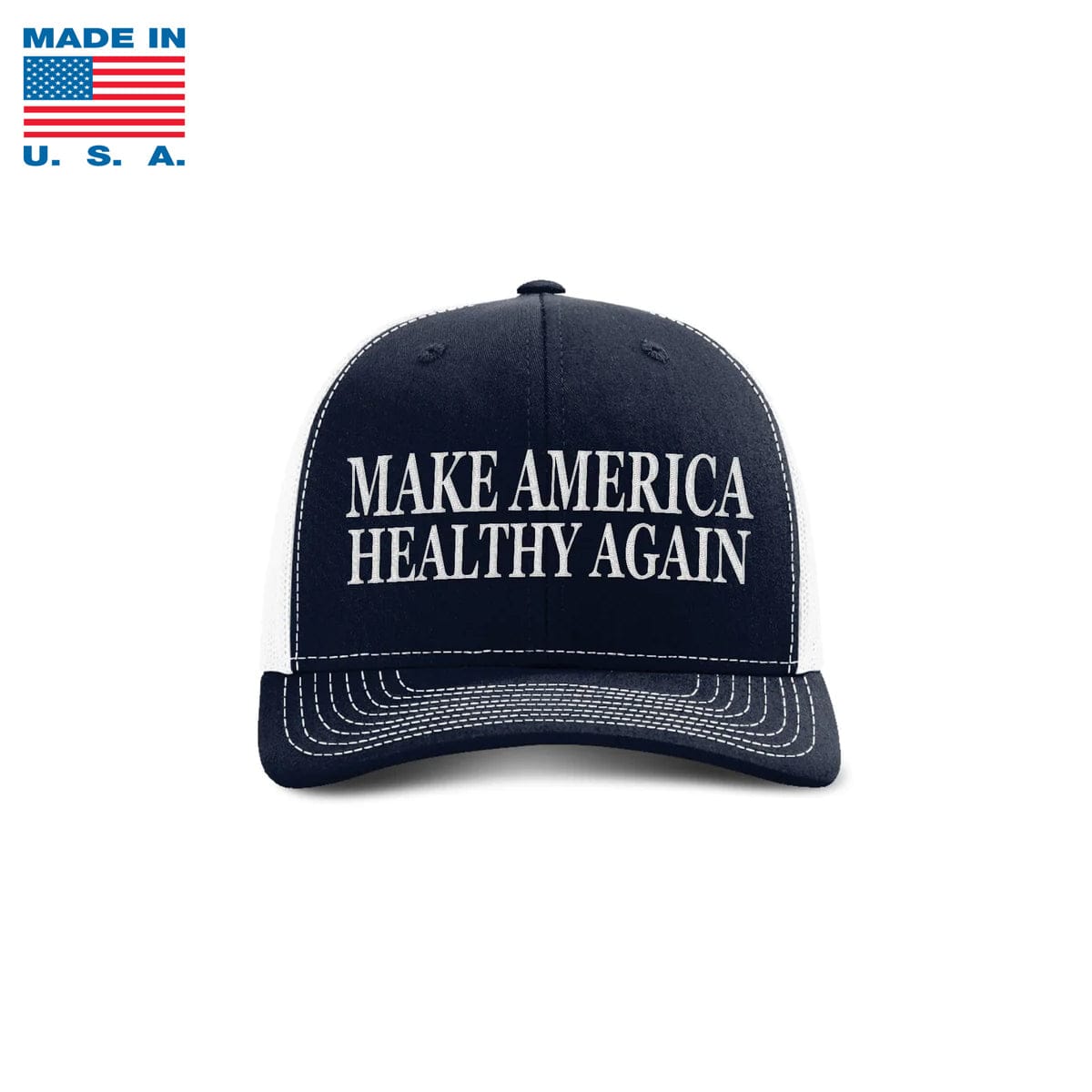 Adjustable Snapback Trucker Cap / Navy/ White / OS Make America Healthy Again Hat Made in the USA maga trump