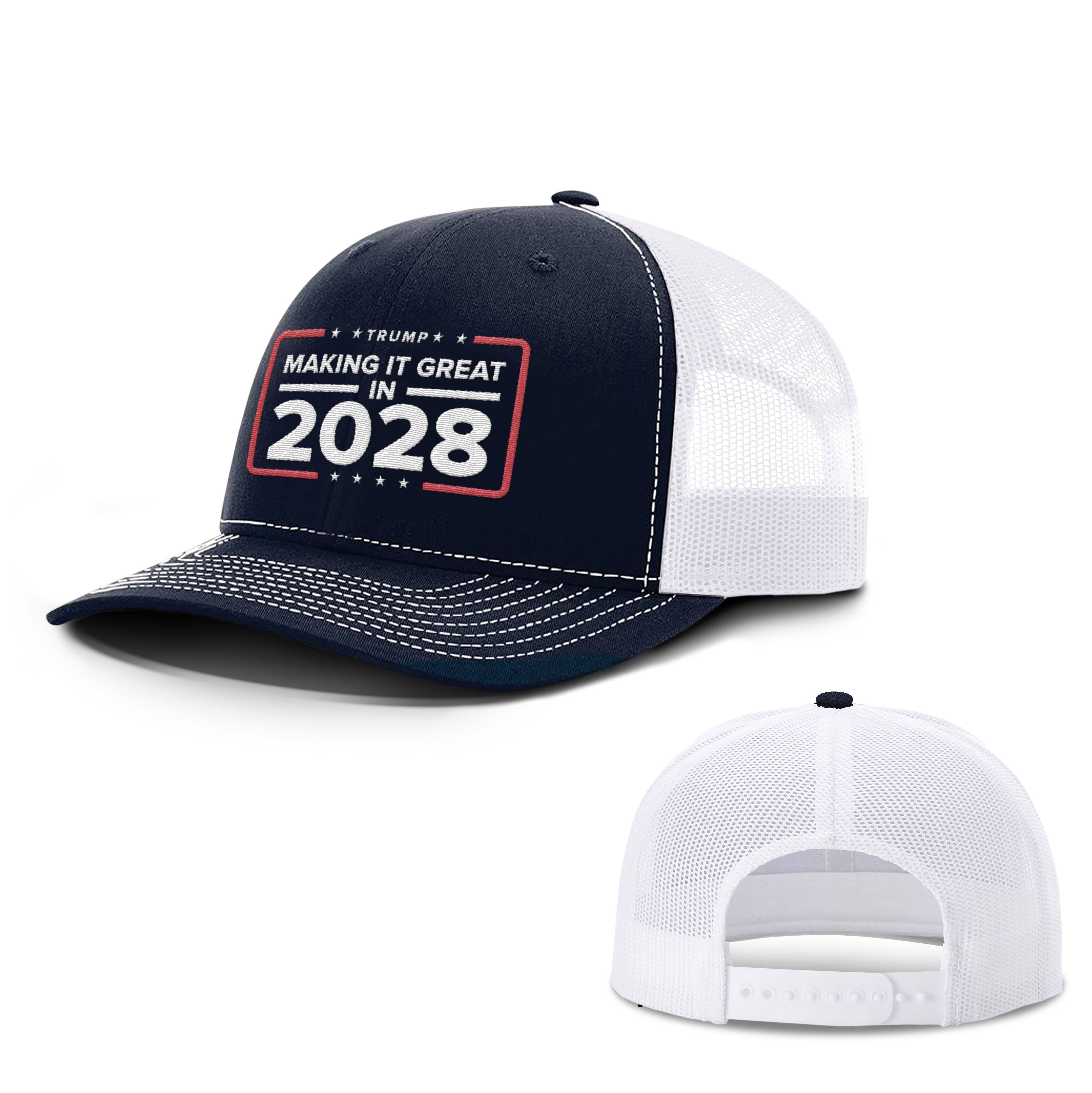 Adjustable Snapback Trucker Cap / Navy/White / OS Making it Great in 2028 Trucker Hat maga trump