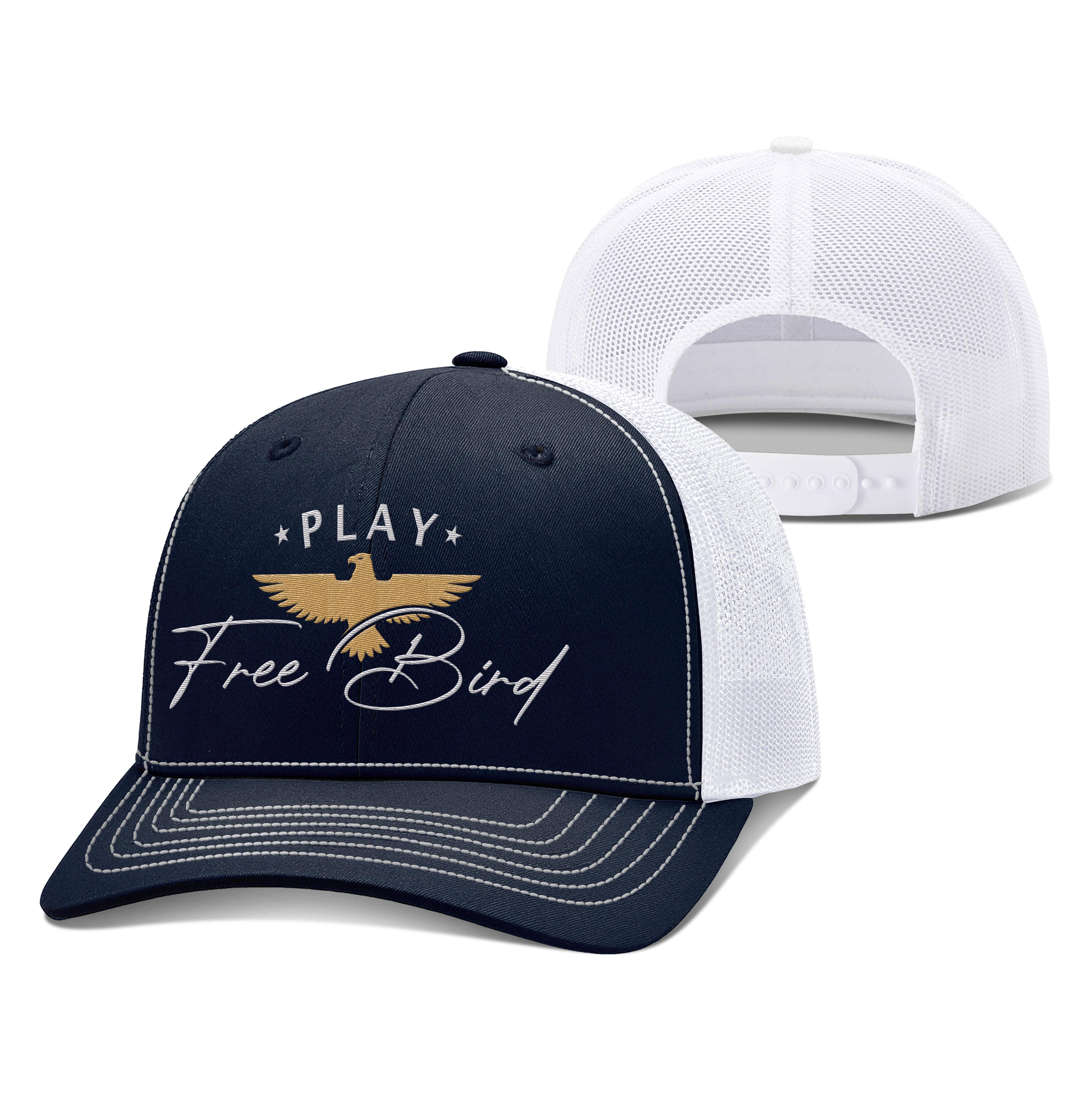 Adjustable Snapback Trucker Cap / Navy/White / OS Play Free Bird Trucker Hat maga trump
