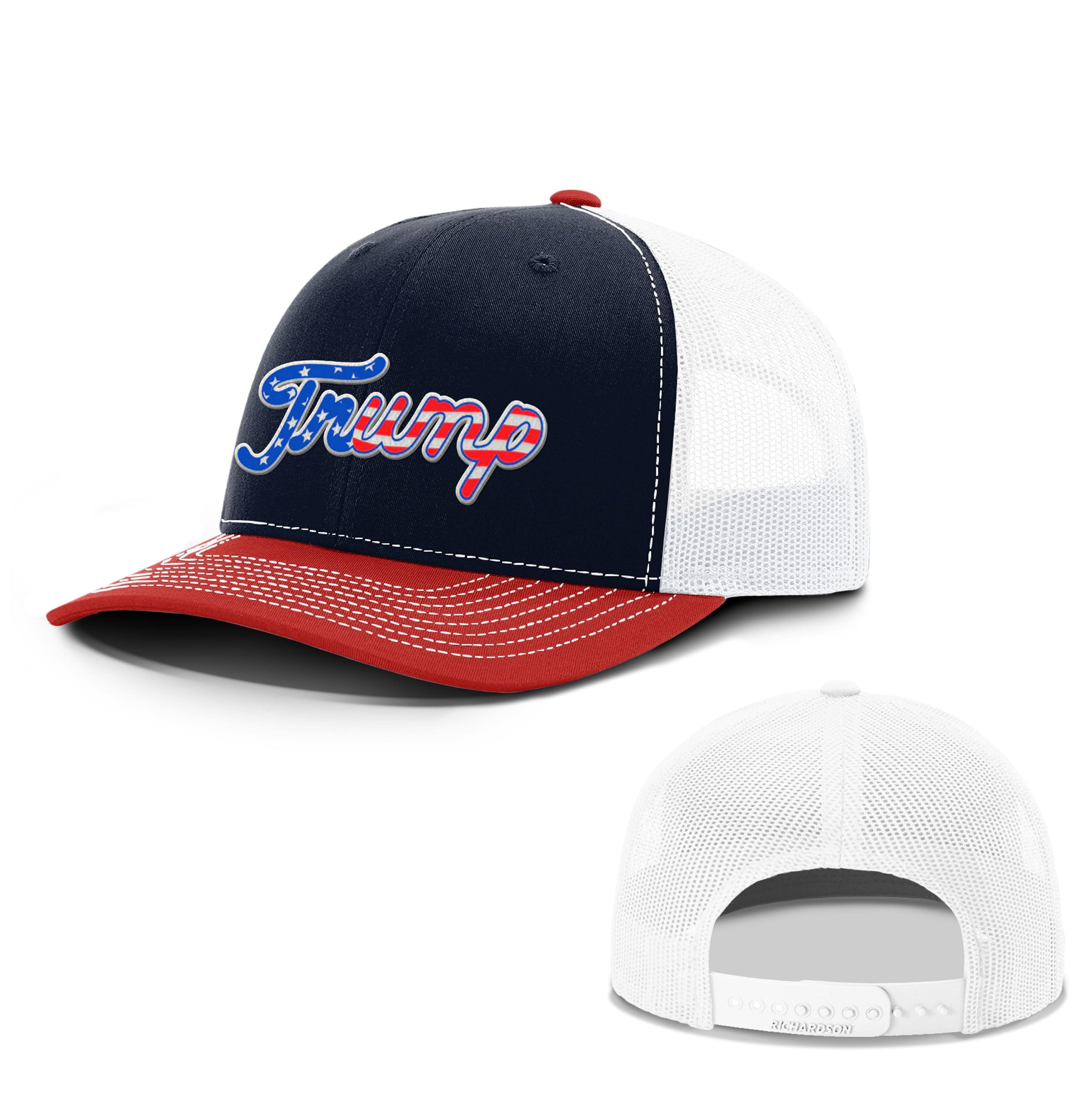 Adjustable Snapback Trucker Cap / Navy/White/Red / OS Trump The Patriot Summer Hats maga trump
