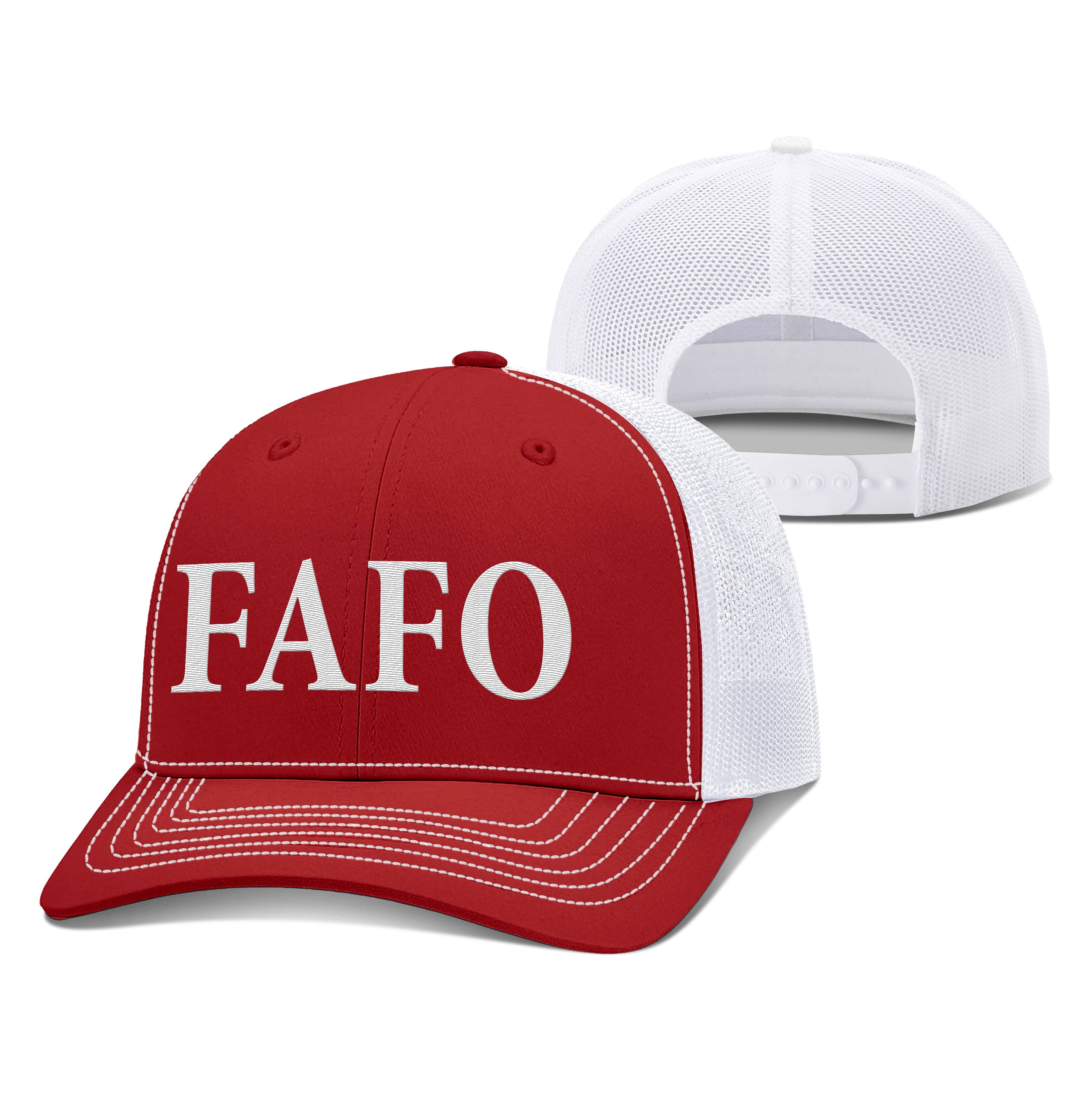 Adjustable Snapback Trucker Cap / Red/White / OS FAFO Trucker Hat maga trump