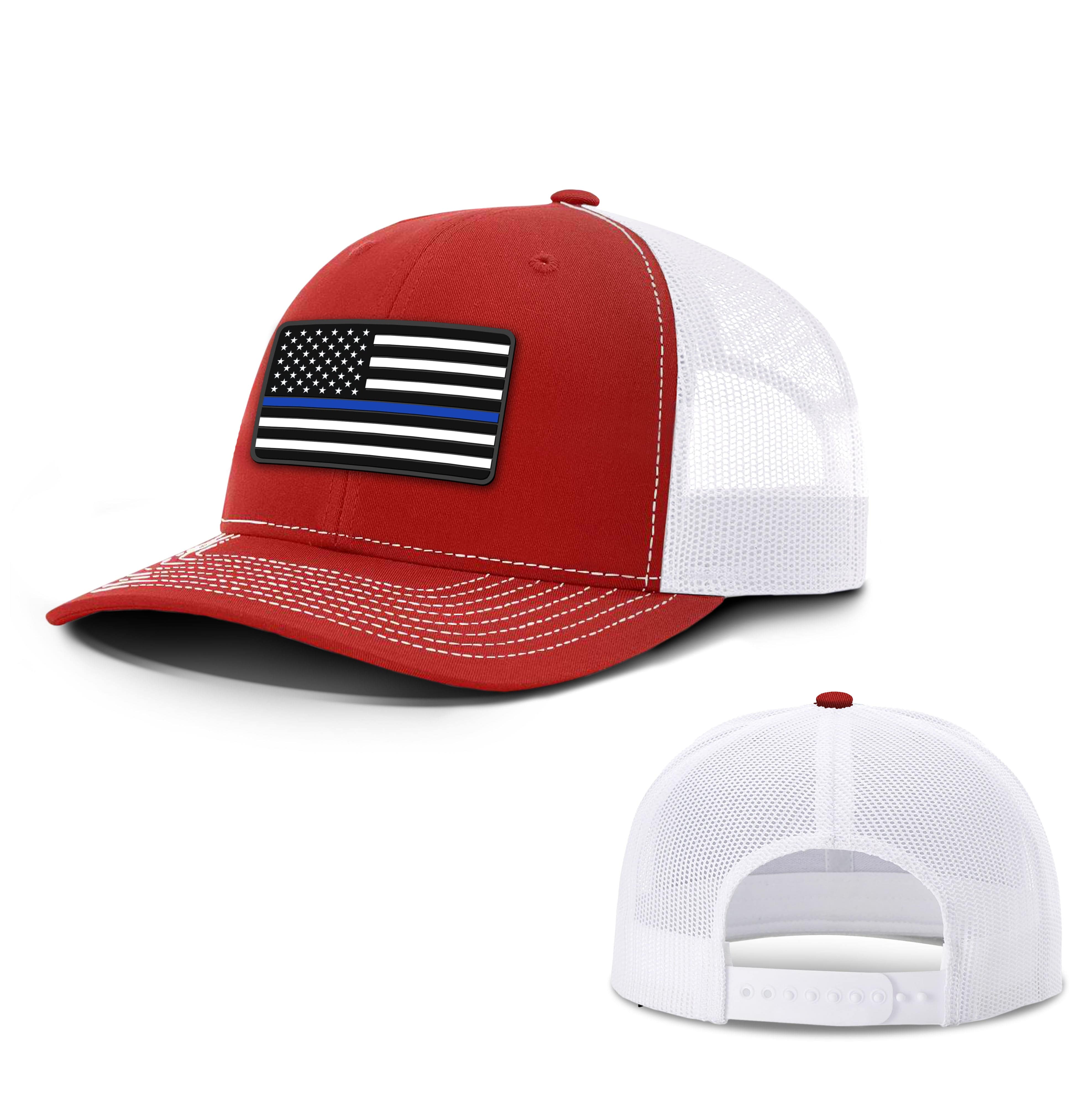 Adjustable Snapback Trucker Cap / Red/ White / OS USA THIN BLUE FLAG Trucker Hat maga trump