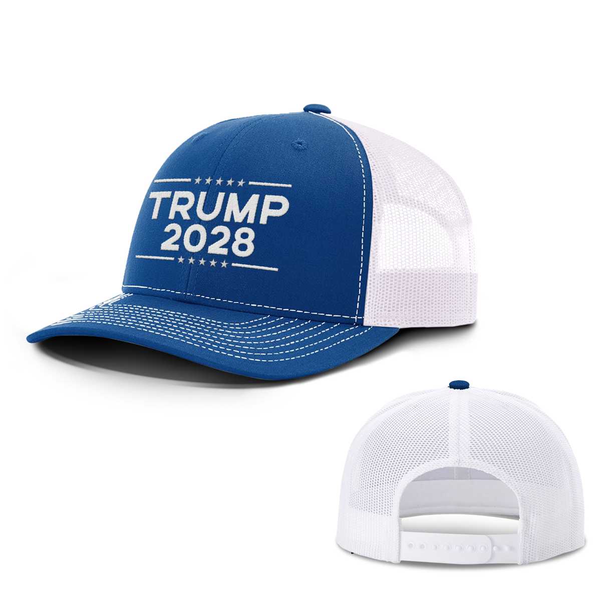 Adjustable Snapback Trucker Cap / Royal/White / OS Trump 2028 Trucker Hat maga trump