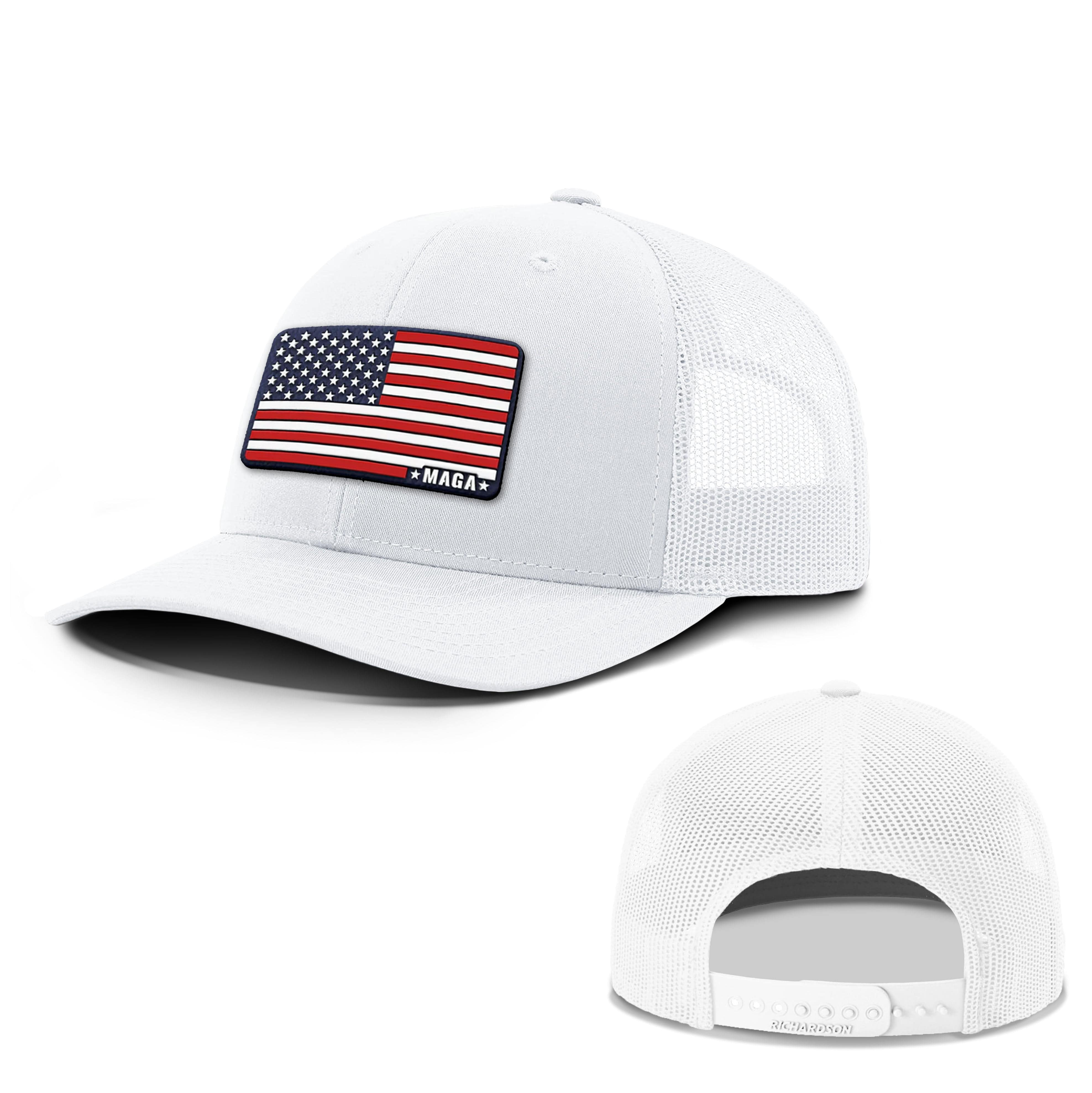 Adjustable Snapback Trucker Cap / White / OS Maga American Flag Summer Hat maga trump