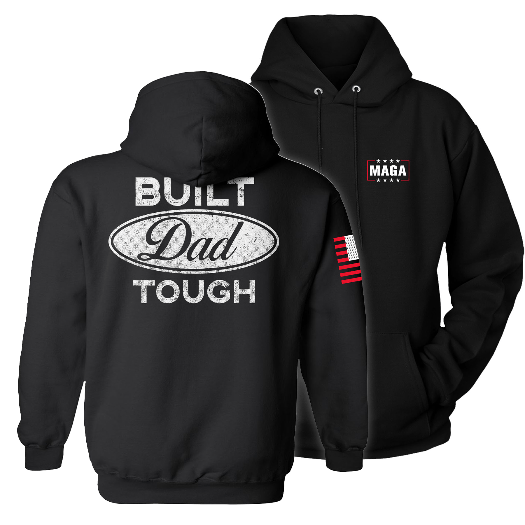 Black / S Build Dad Tough Hoodie maga trump