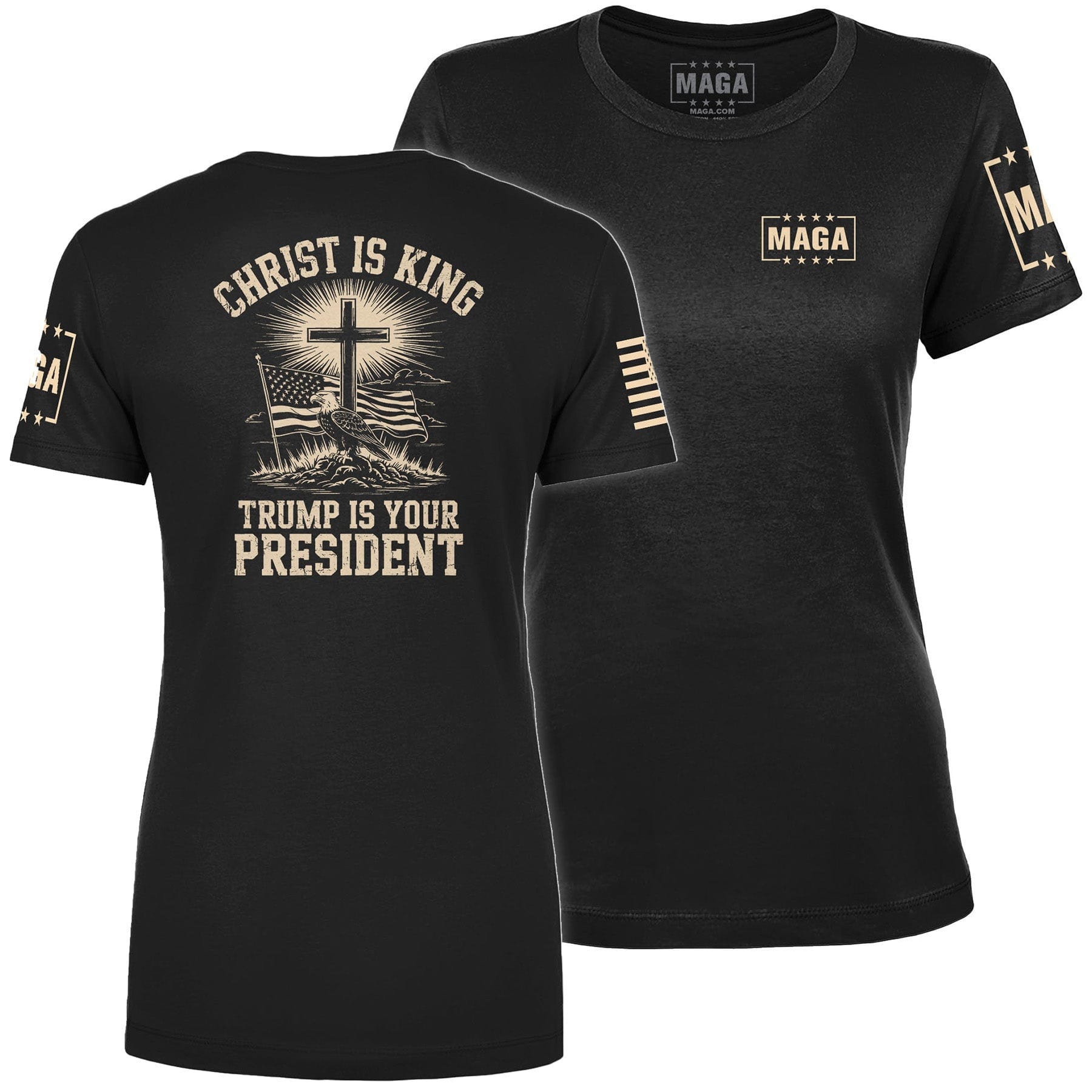 Black / S Christ is King and Trump is President v2 Ladies Tee maga trump