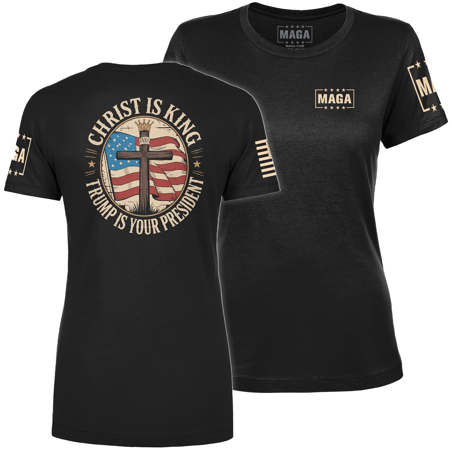 Black / S Christ is King and Trump is President v3 Ladies Tee maga trump