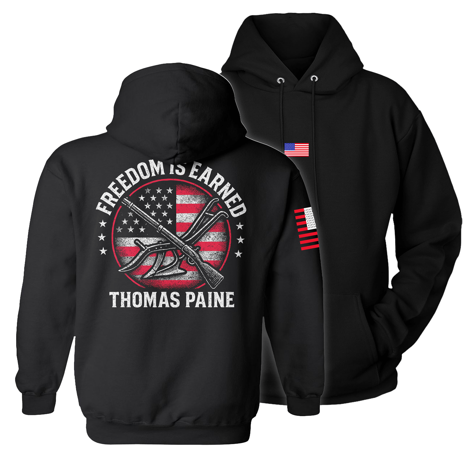 Black / S Freedom is Earned Hoodie maga trump