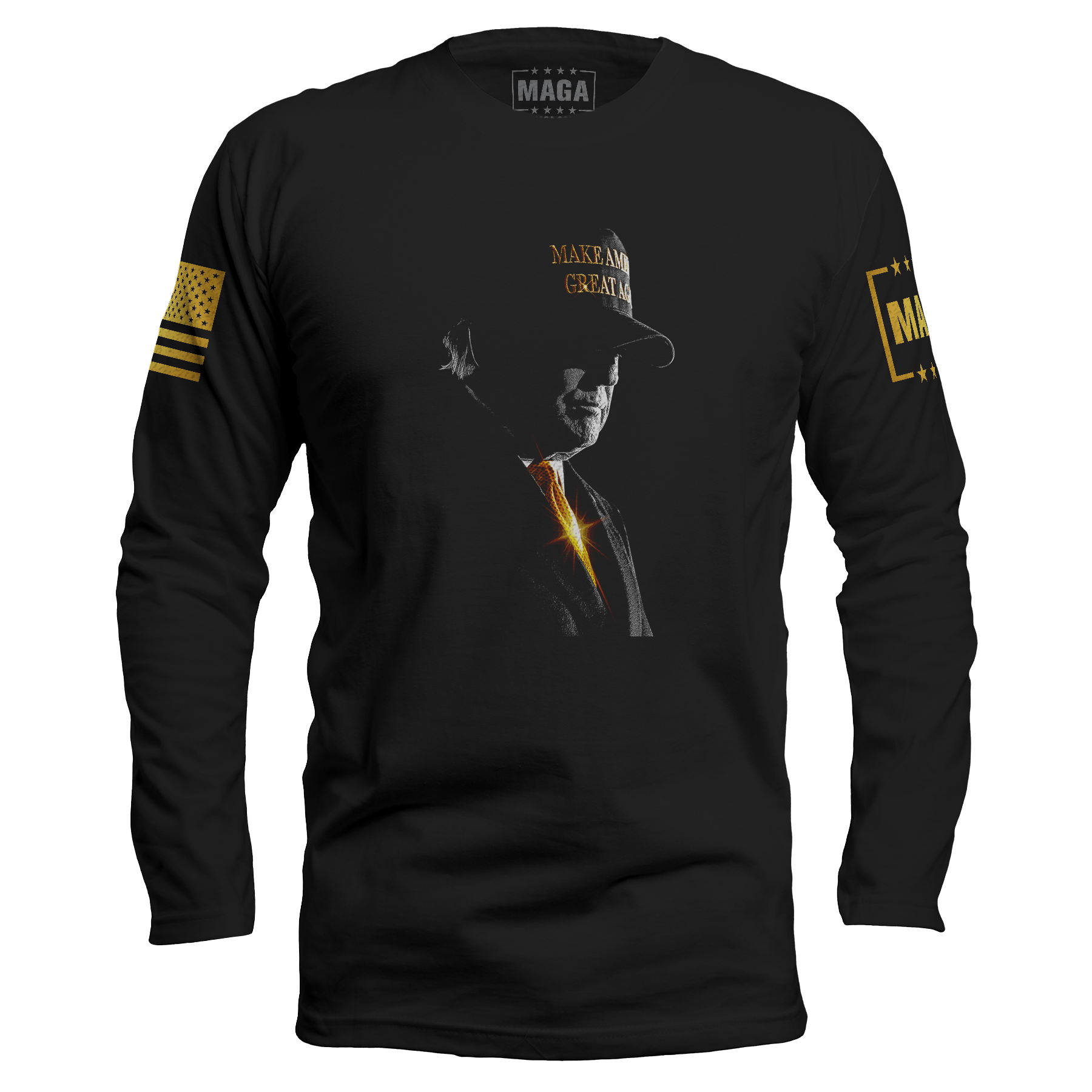 Black / S Golden MAGA Long Sleeve maga trump