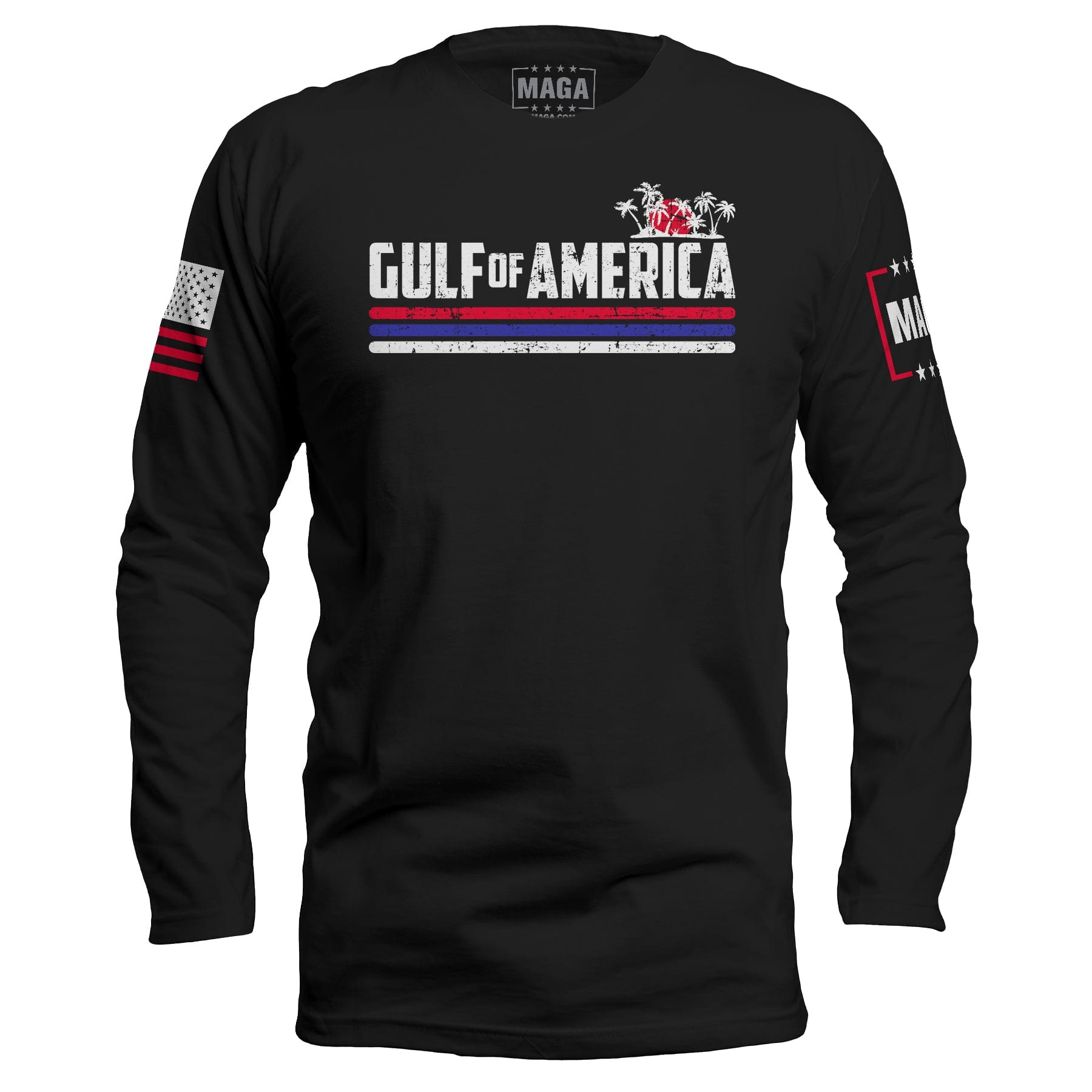 Black / S Gulf of America Vintage Long Sleeve maga trump