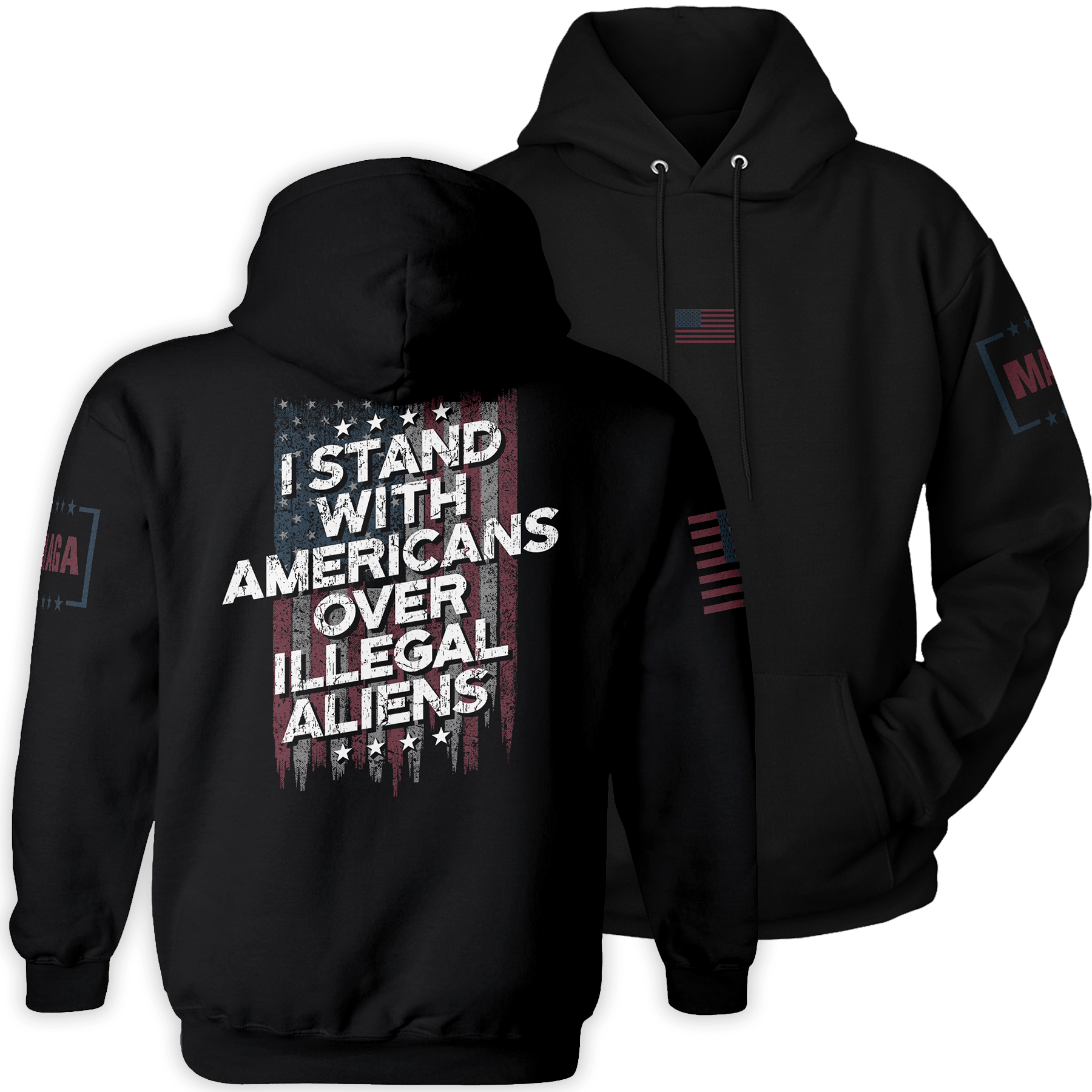 Black / S I Stand With Americans Hoodie maga trump