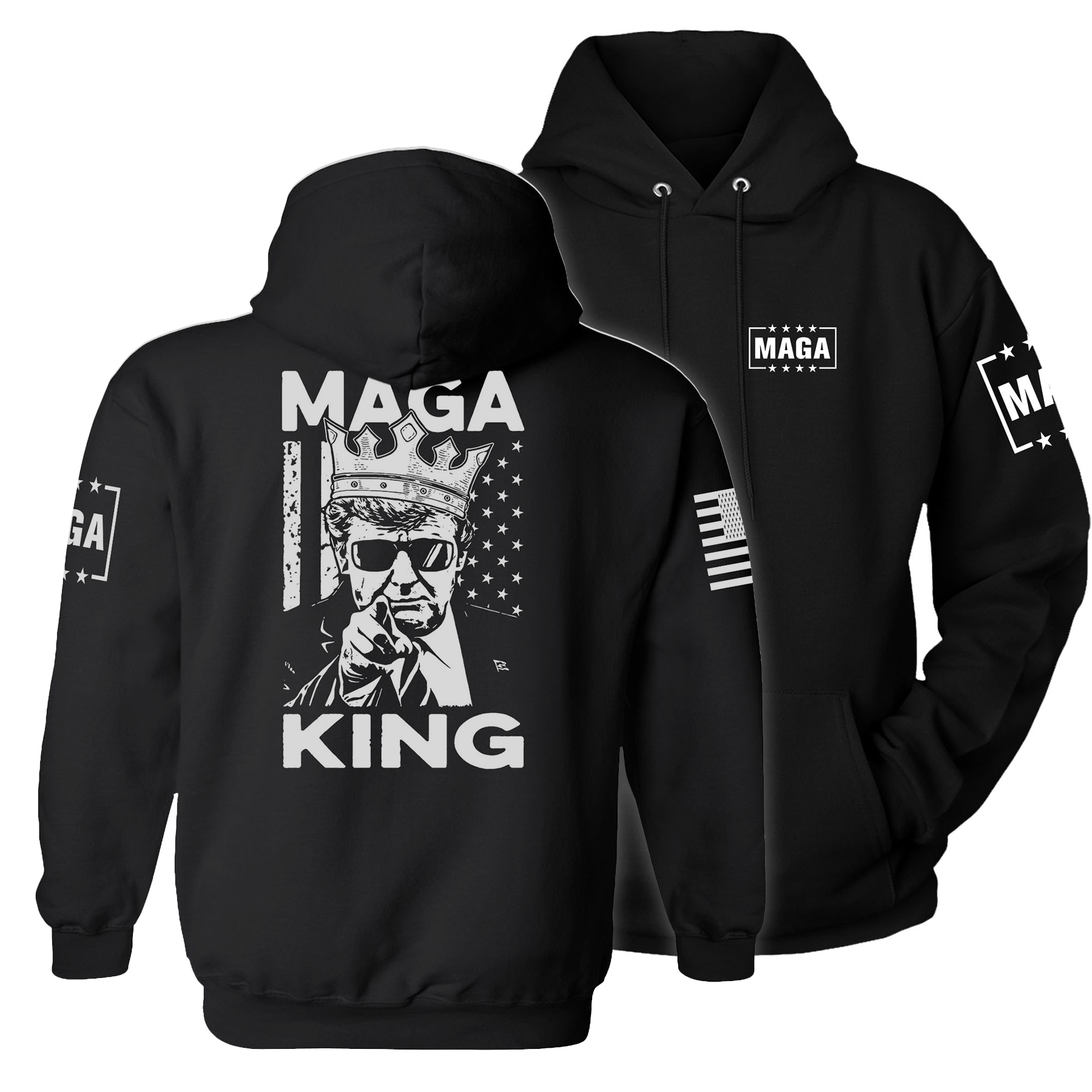 Black / S MAGA King Back Print Hoodie maga trump