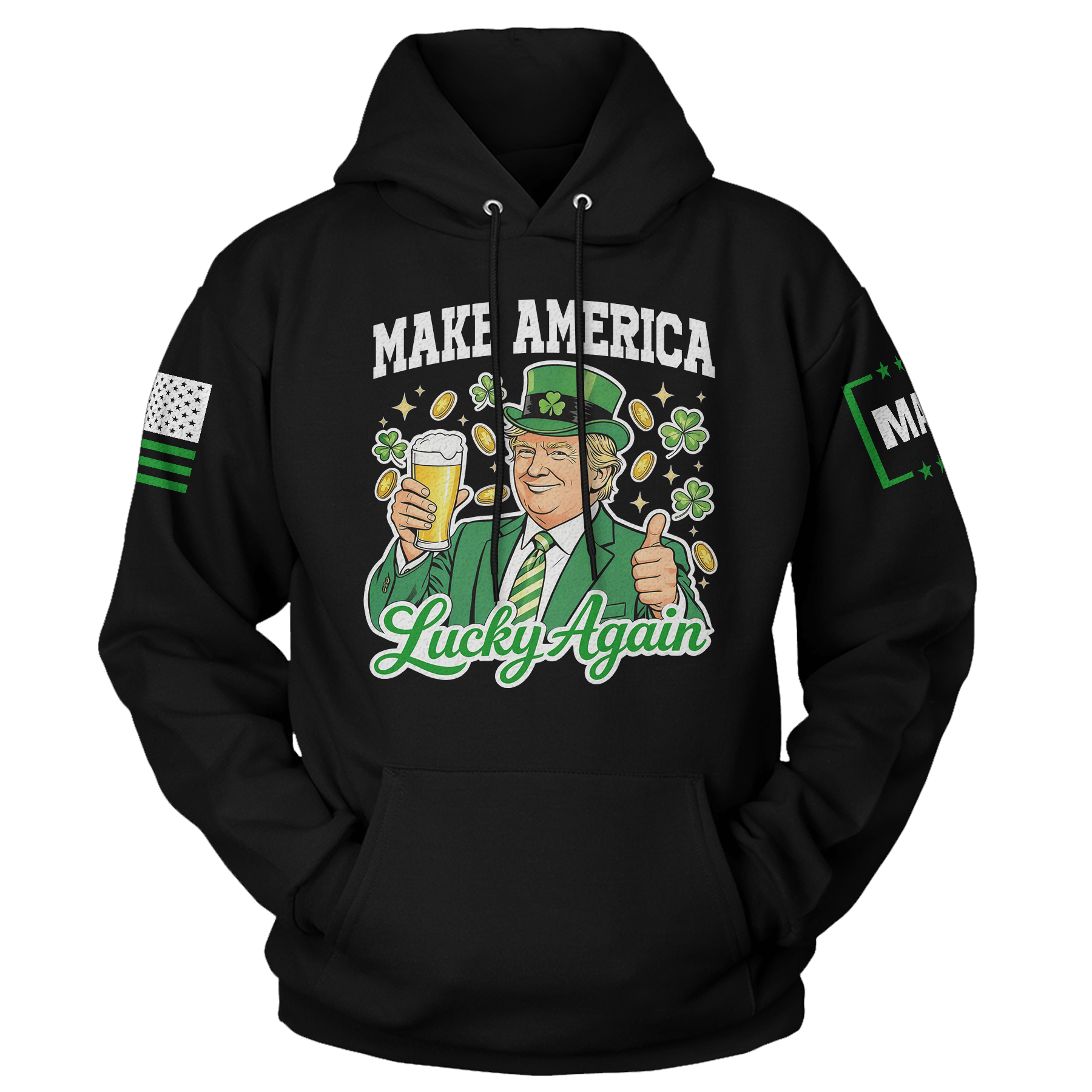 Black / S Make America Lucky Again Hoodie maga trump