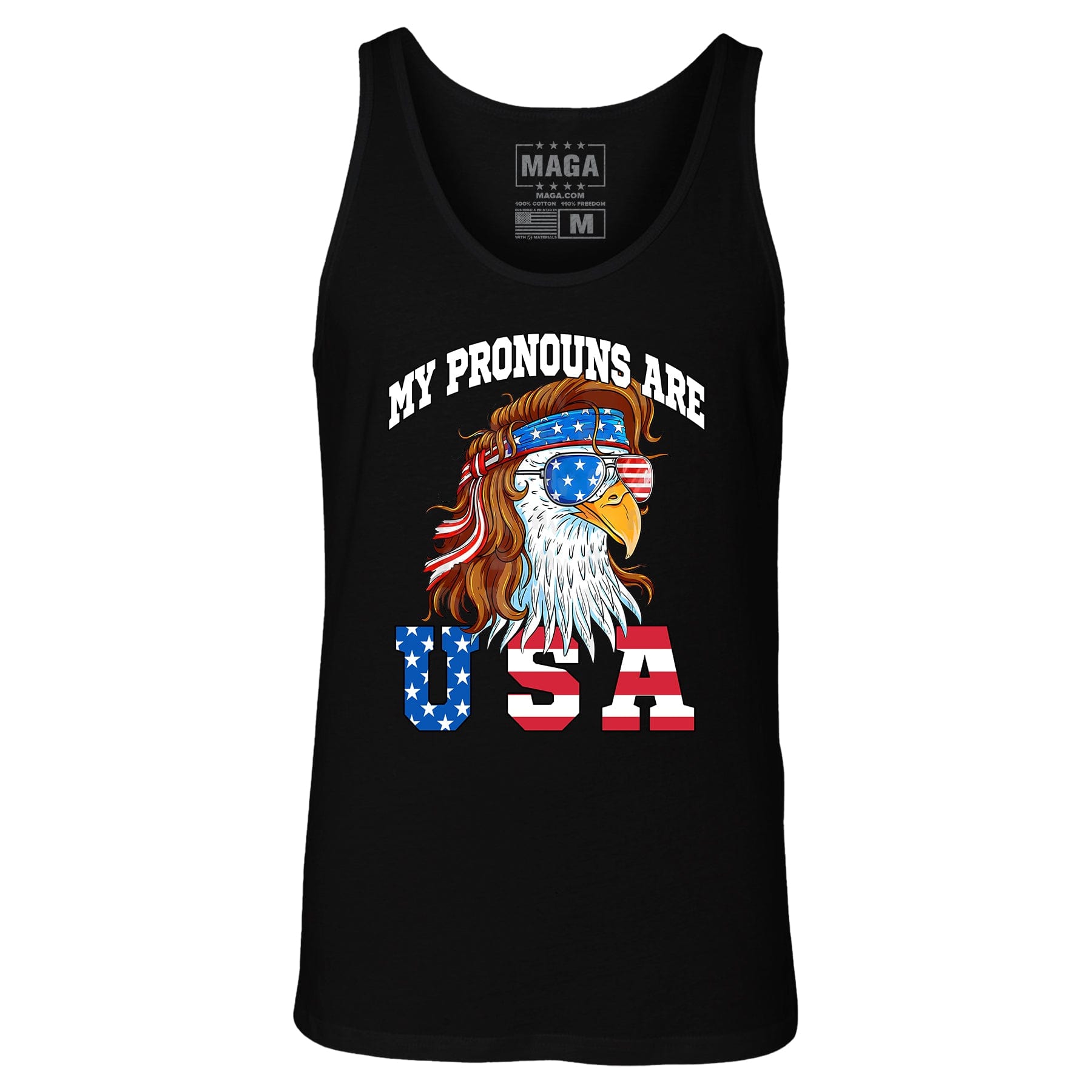 Black / S MY PRONOUNS ARE USA Tank Top maga trump