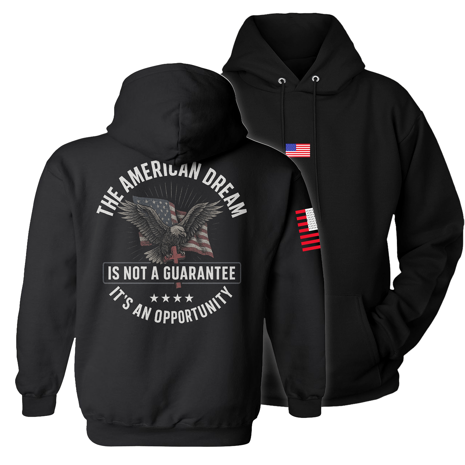 Black / S The American Dream is not a Guarantee It's an Opportunity Hoodie maga trump