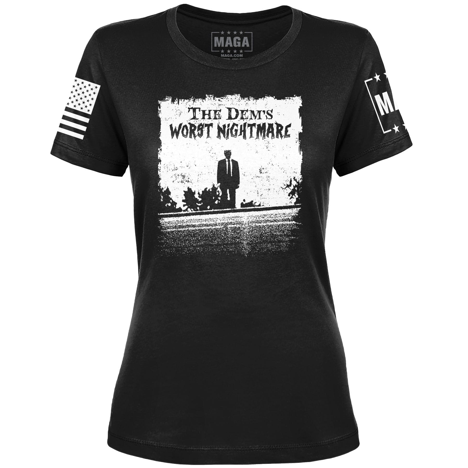 Black / S The Dems Nightmare Ladies Tee maga trump