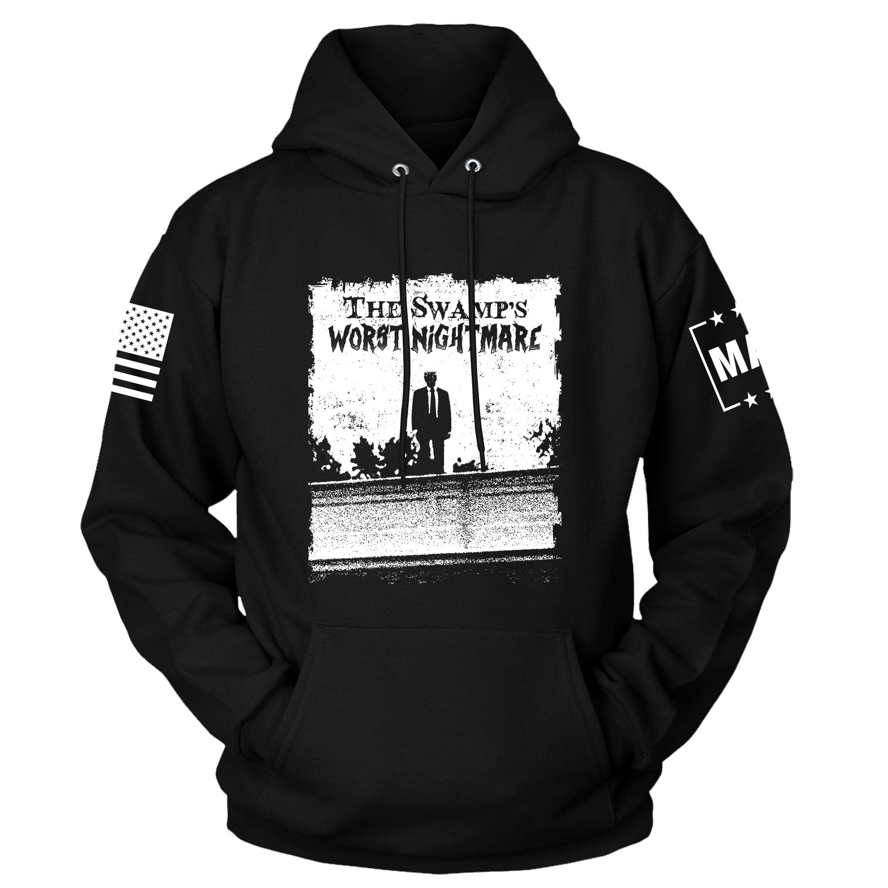 Black / S The Swamps Nightmare Hoodie maga trump