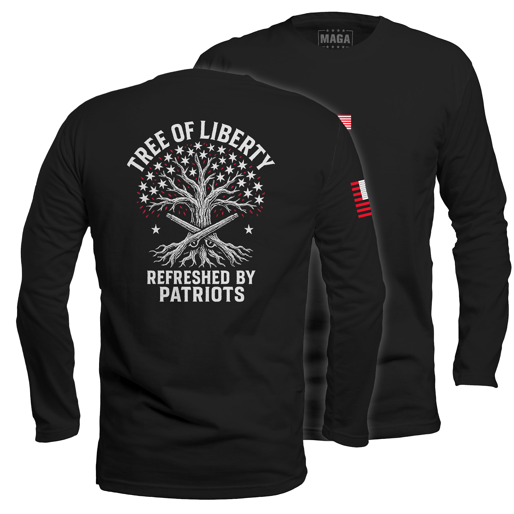 Black / S Tree of Liberty Long Sleeve maga trump