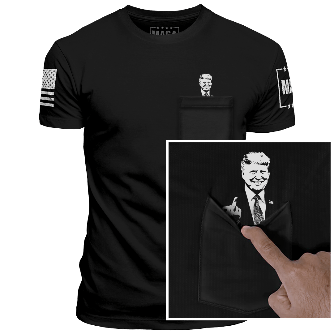 Black / S Trump "Middle Finger" Pocket T-Shirt maga trump